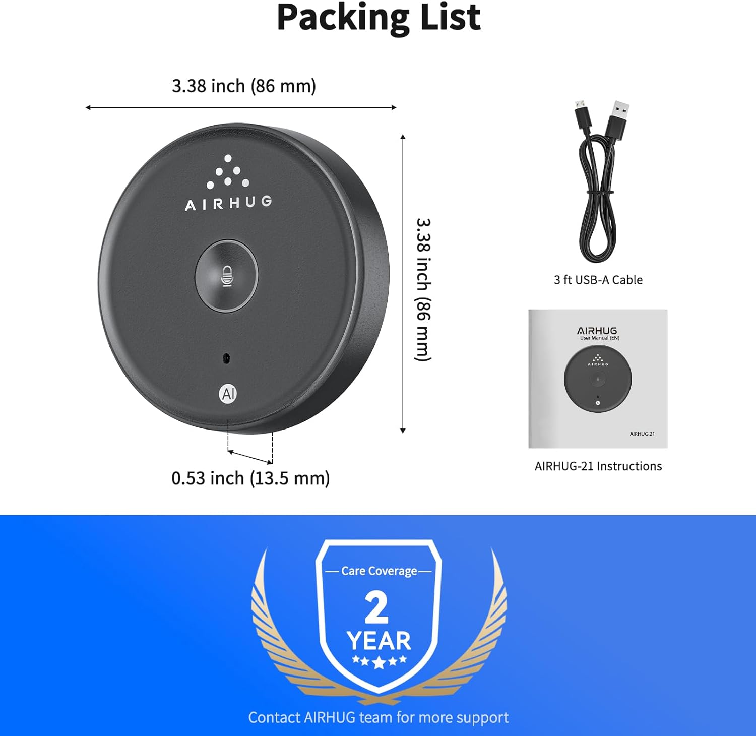 AIRHUG USB Microphone No Speaker,Desktop Computer Mic, Mute Button with LED Indicator,Ai Noise Reduction,Plug & Play Omnidirectional Condenser PC Laptop Mics,For Online Calls/Class/Recording Video image number 1