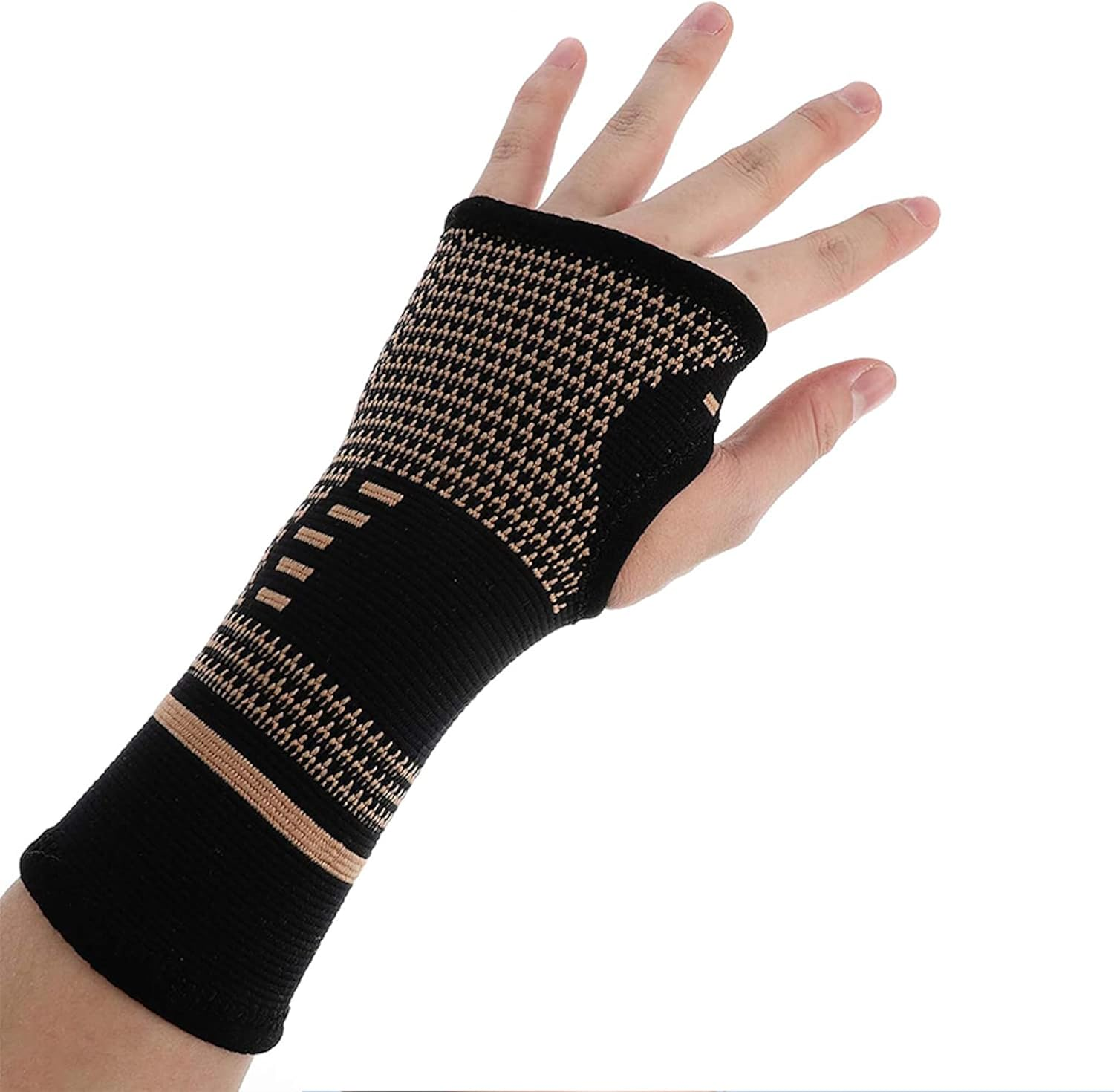 1 Pair Copper Compression Arthritis Gloves Fingerless - Warmth Therapeutic Compression Gloves for Pain Relief, Improve Circulation in Wrist & Hand, Helps with Carpal Tunnel (L Size) image number 1