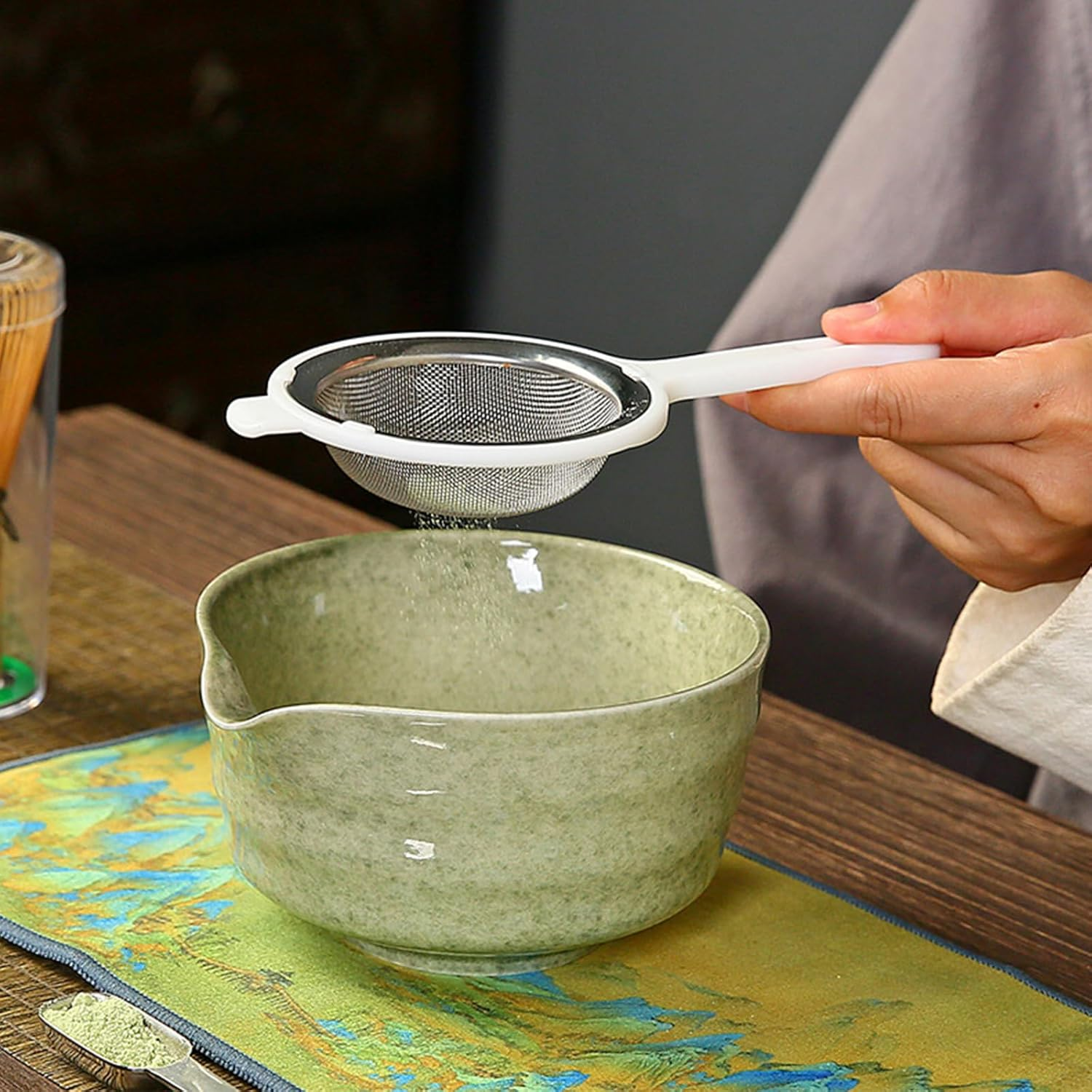 Premium Matcha Whisk Set - 4PC Handcrafted Bamboo Chasen & Ceramic Bowl Kit for Traditional Japanese Tea Ceremony, Perfect for Tea Lovers with Whisk Holder & Scoop image number 6