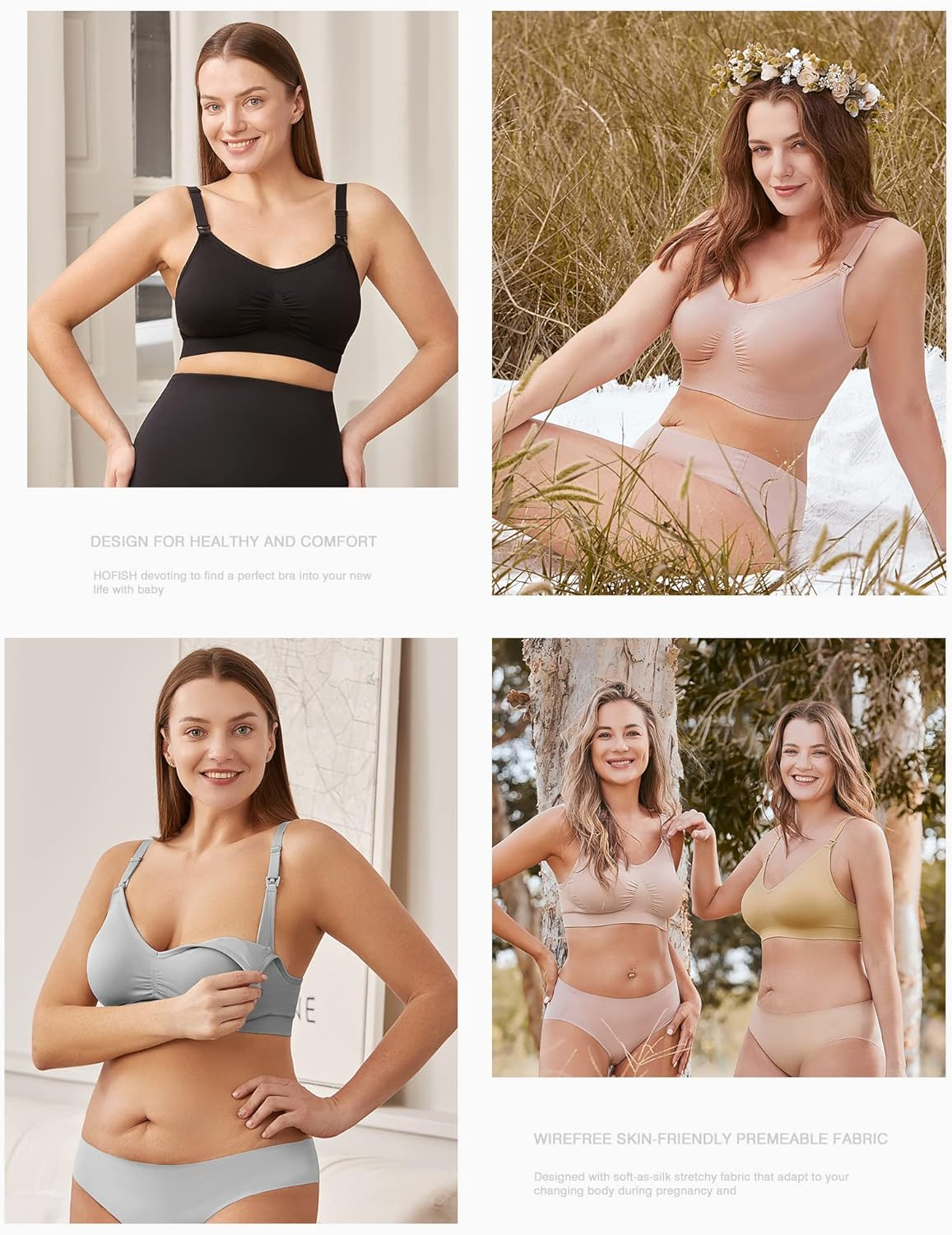 HOFISH Nursing Bras for Breastfeeding Maternty Bras Pregnancy Seamless Everyday Full Bust Comfort Womens Bralette 3 Pack image number 5