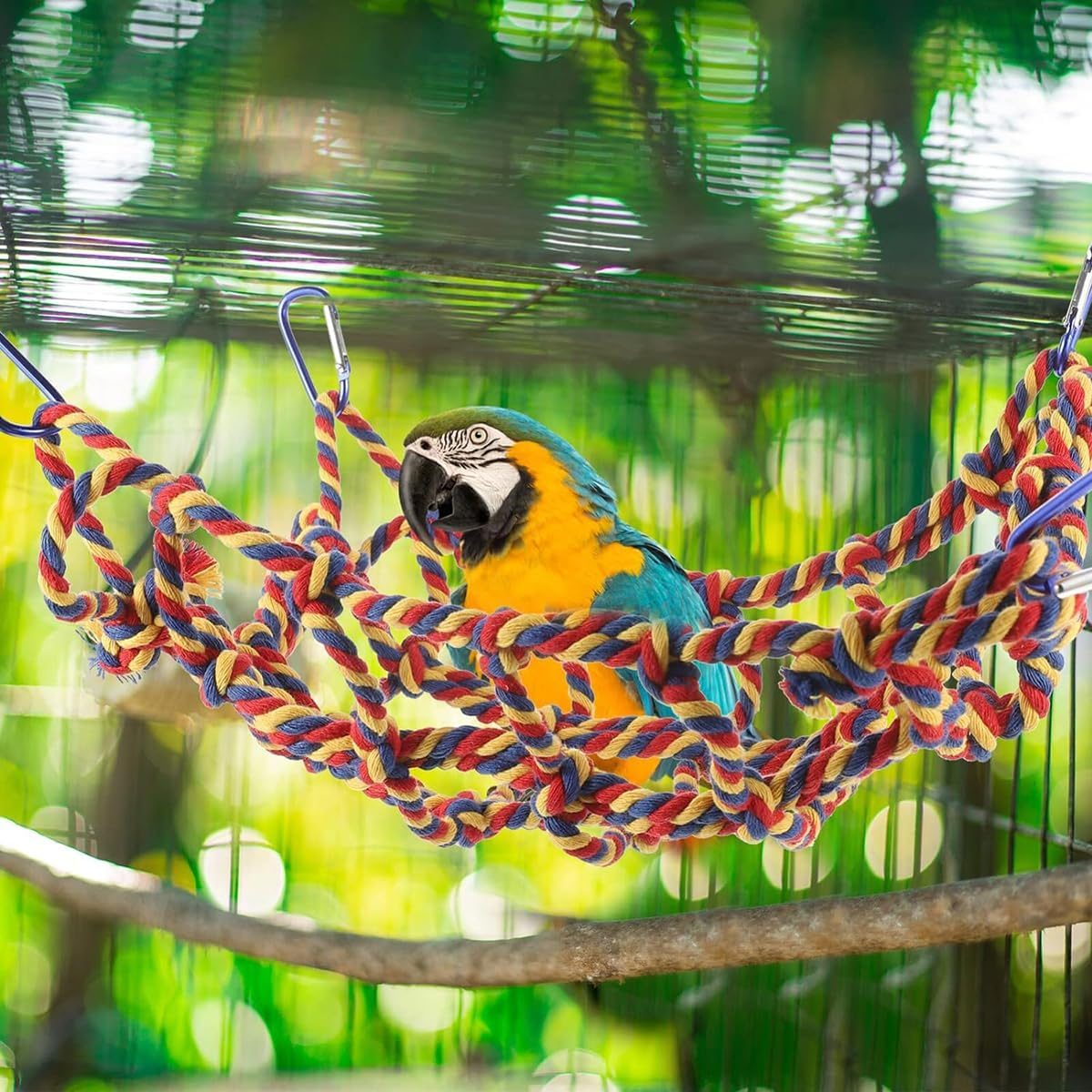 2 Pcs Bird Rope Net,32 X 25Cm Rat Climbing Rope Net,Small Animal Rope Net Cage Accessories for Rat Hamster Bird Ferret image number 2