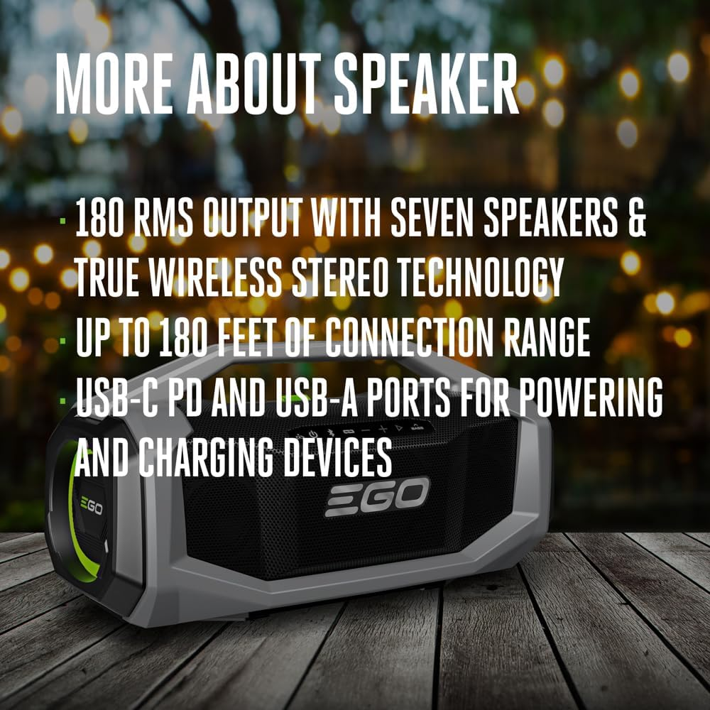 EGO Power+ 180W Bluetooth Speaker, Compatible with All EGO 56V Batteries, Tool Only - SK1800 image number 5
