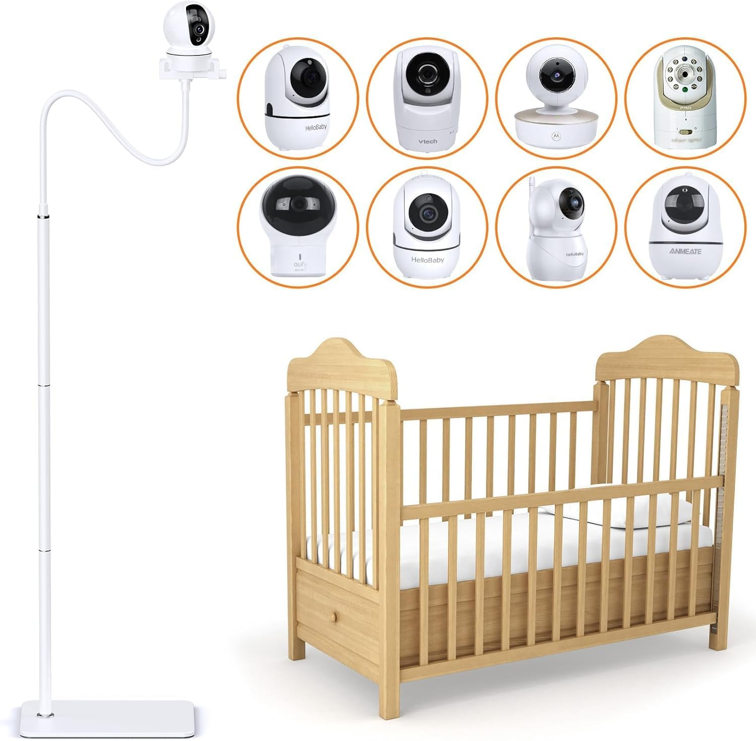 Dsocool 180Cm Baby Monitor Floor Stand Holder Compatible with Infant Optics, Hello Baby, Nanit Floor Stand, Motorola, Vava, Baby Monitor Mount for 1/4'' Screw, Adjustable & Universal Mount image number 2