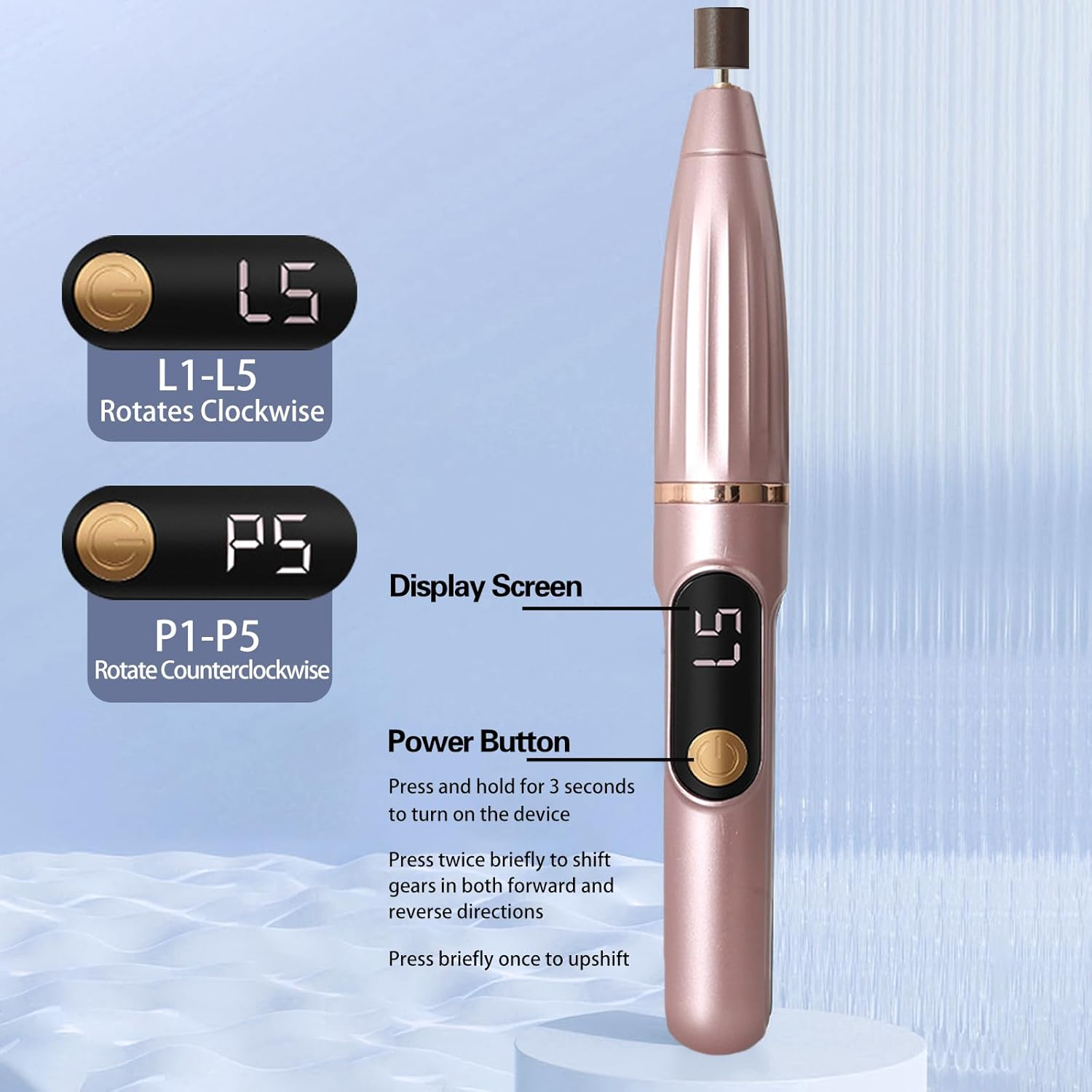 Cordless Nail Dril - Portable Electric Nail File with 11 Nail Bits, 32 Sanding Bands,Rechargable 15000RPM Nail Efile Drill Machine Kit,Manicure Pedicure Tool for Home Salon Use