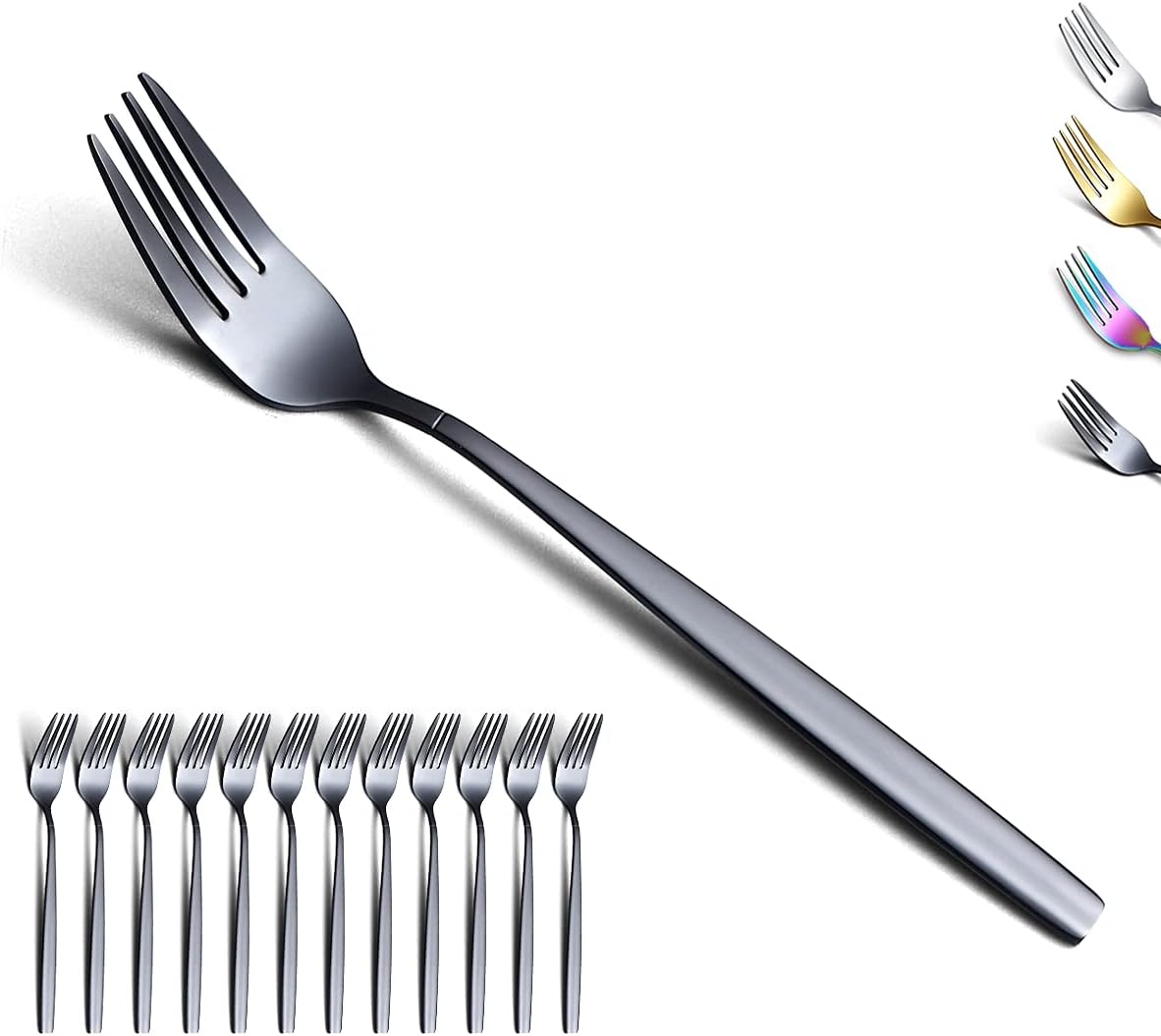 Berglander Dinner Forks Set of 6, Stainless Steel Modern Fork Set, Forks and Spoons Cutlery, Spoons and Forks Set