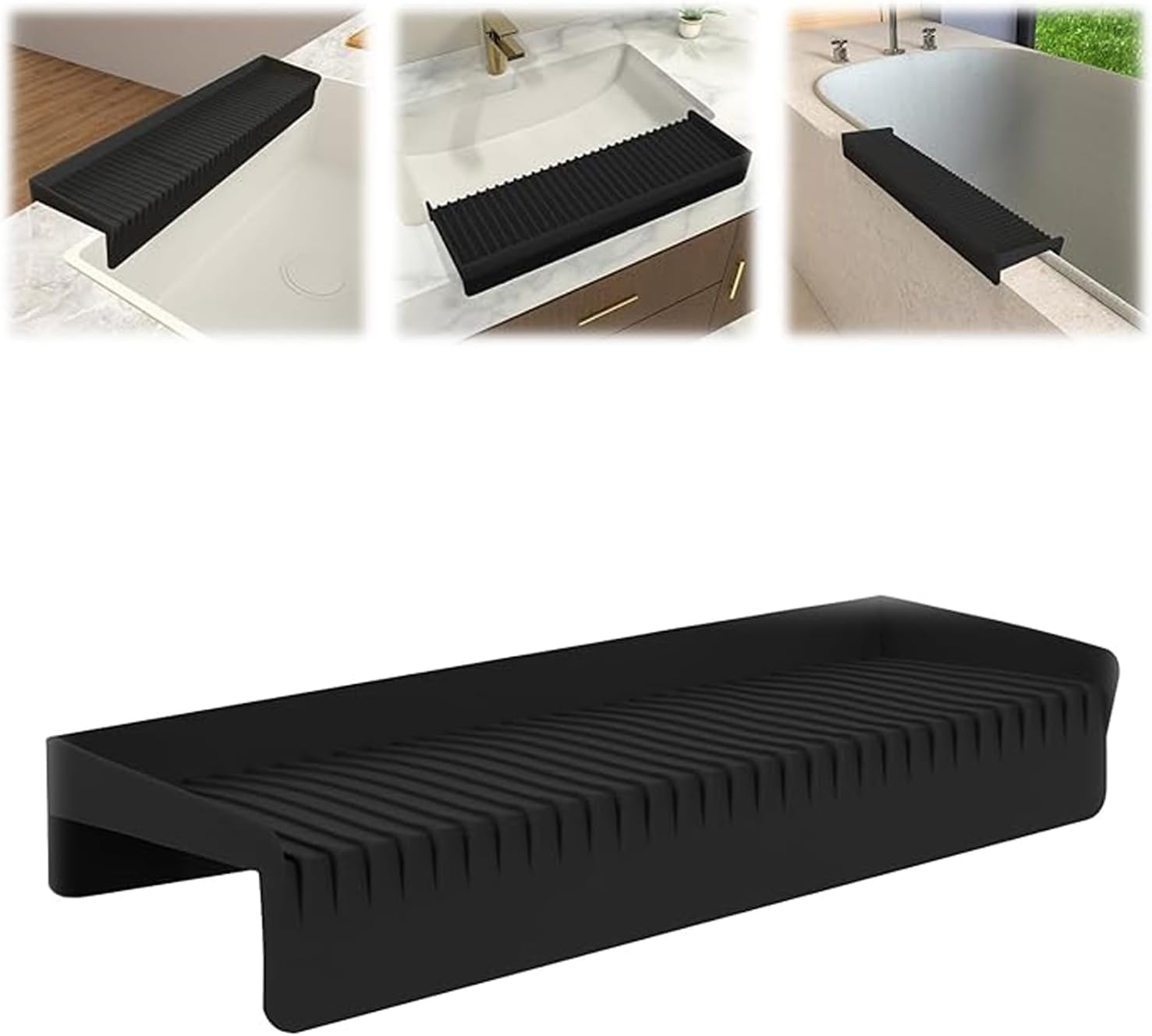 WEZCHUGHAOL 20&rsquo; Silicone Edge Protector, Kitchen Edge Guard, Splash Guard for Bathtub Sink, Sink Granite Quartz Protector, Adjustable Countertop to Fit Various Kitchen (Gray)