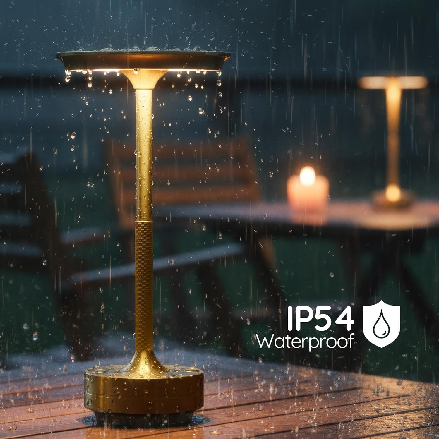 2 Pack Golden Cordless Rechargeable Table Lamp, LED Portable Touch 3000Mah Battery Operated Table Lamps, with Memory Function 3-Level Brightness for Patio, Bars, Bedroom, Outdoor, Dinner, Cafe image number 3