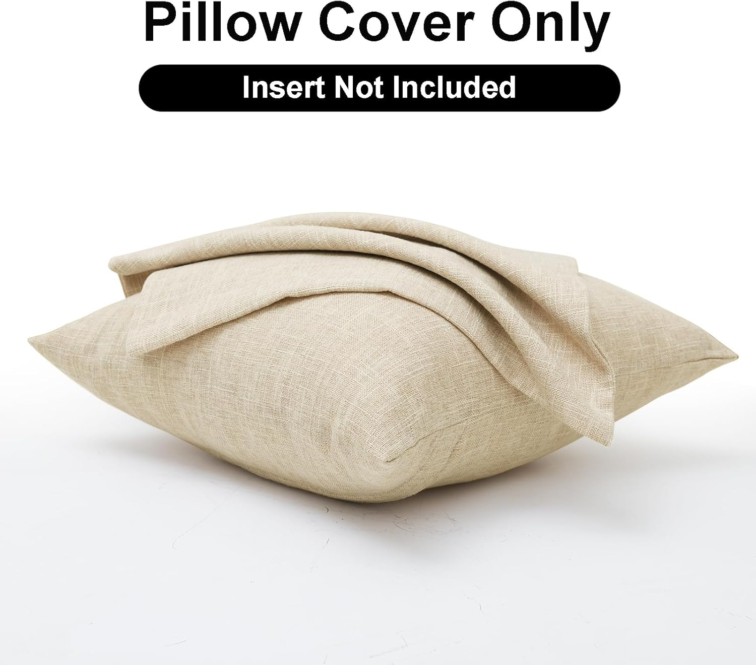 DWCN Linen Soild Throw Pillow Covers Soft Accent Cushion Case Boho Farmhouse Neutral Pillowcase for Couch Sofa Bedroom Living Room, Pack of 2, 30&times;50Cm, Beige image number 5