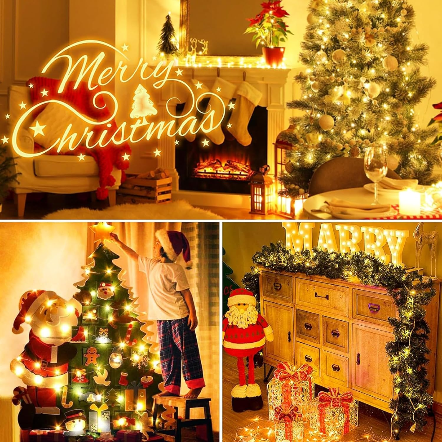 ALEGRE Pack of 6 LED Fairy Lights Battery with Timer, 3 M 30 LED Micro Copper Wire LED Fairy Lights with Timer, Warm White Fairy Lights Indoor Battery Operated for Christmas, Halloween, New Year'S Eve image number 3