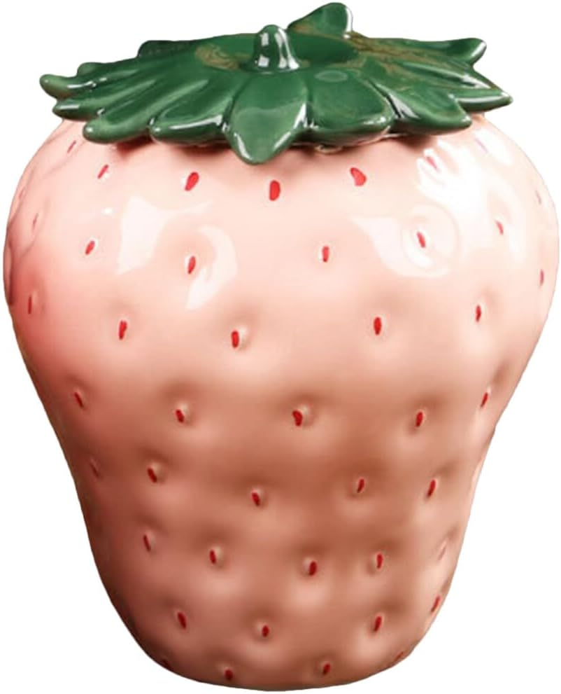 POPETPOP Strawberry Shaped Tea Canister Airtight Storage Jar for Tea Grains and Snacks Sealed Food Container for Kitchen Organization and Home Decor image number 5