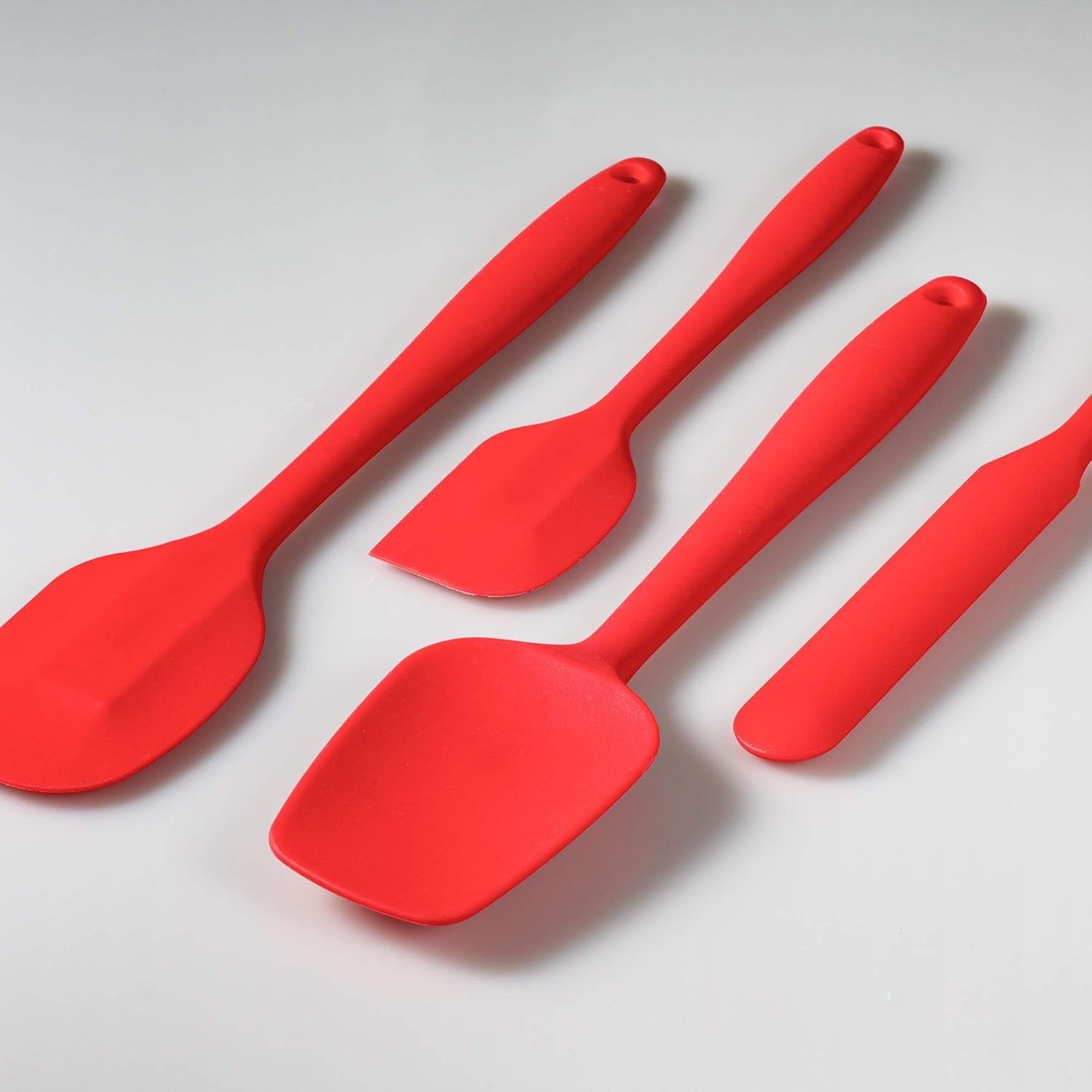 Non-Stick 4-Piece Silicone Spatula Set, High Heat-Resistant Good Grips Rubber Spatulas with Stainless Steel Core, Red image number 5