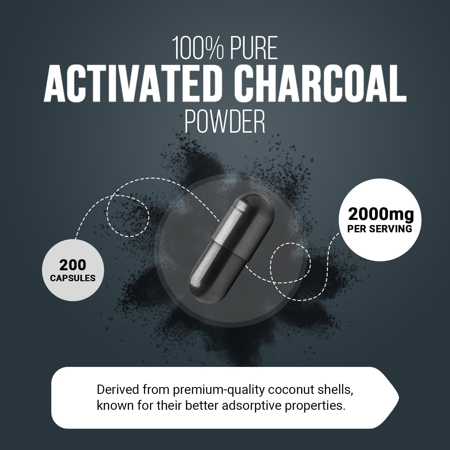 Activated Charcoal Capsules 2000Mg &ndash; 200 High Strength Capsules - 100% Pure Charcoal from Coconut Shells | No Added Filler and Blinder | GMO Free by Nutrabright image number 4