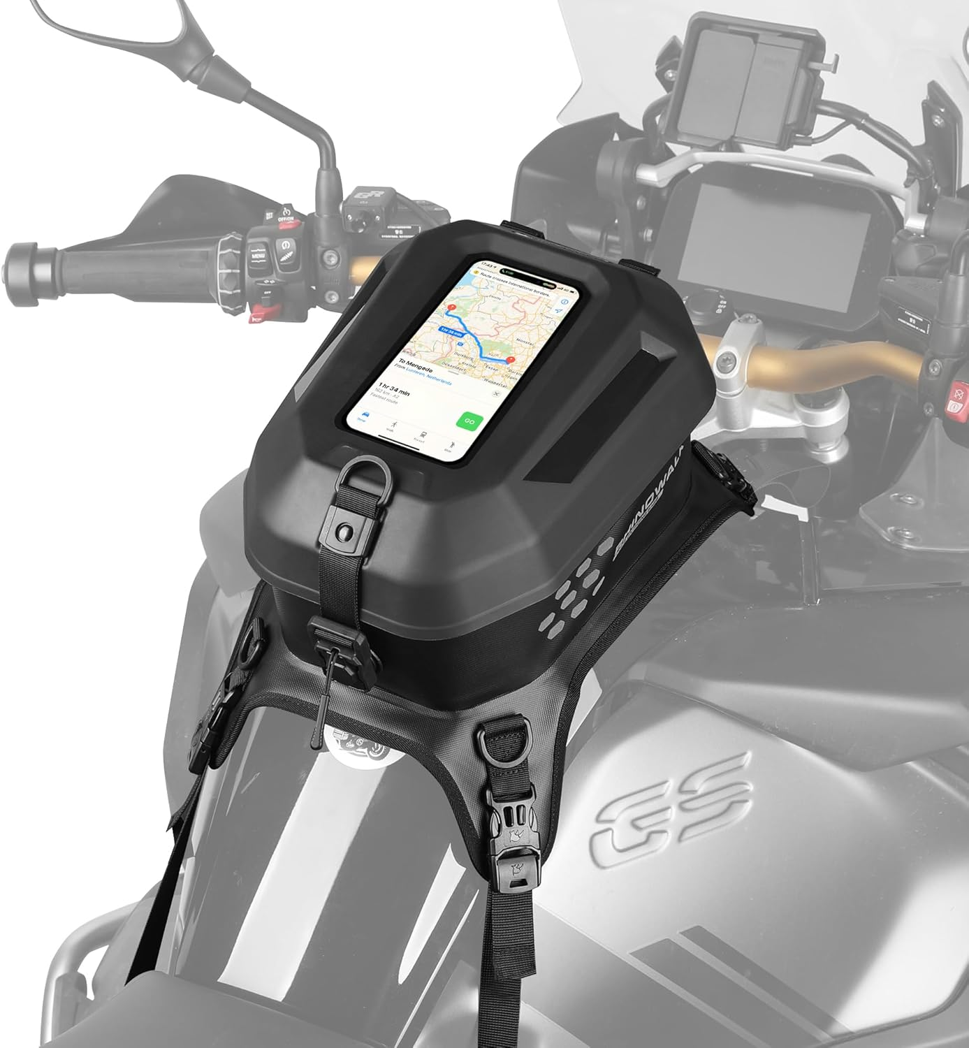 Rhinowalk Motorcycle Tank Bag Motorcycle Backpack with 1.5L Water Bladder MOLLE System Fits Honda Yamaha Suzuki Kawasaki Harley-Black