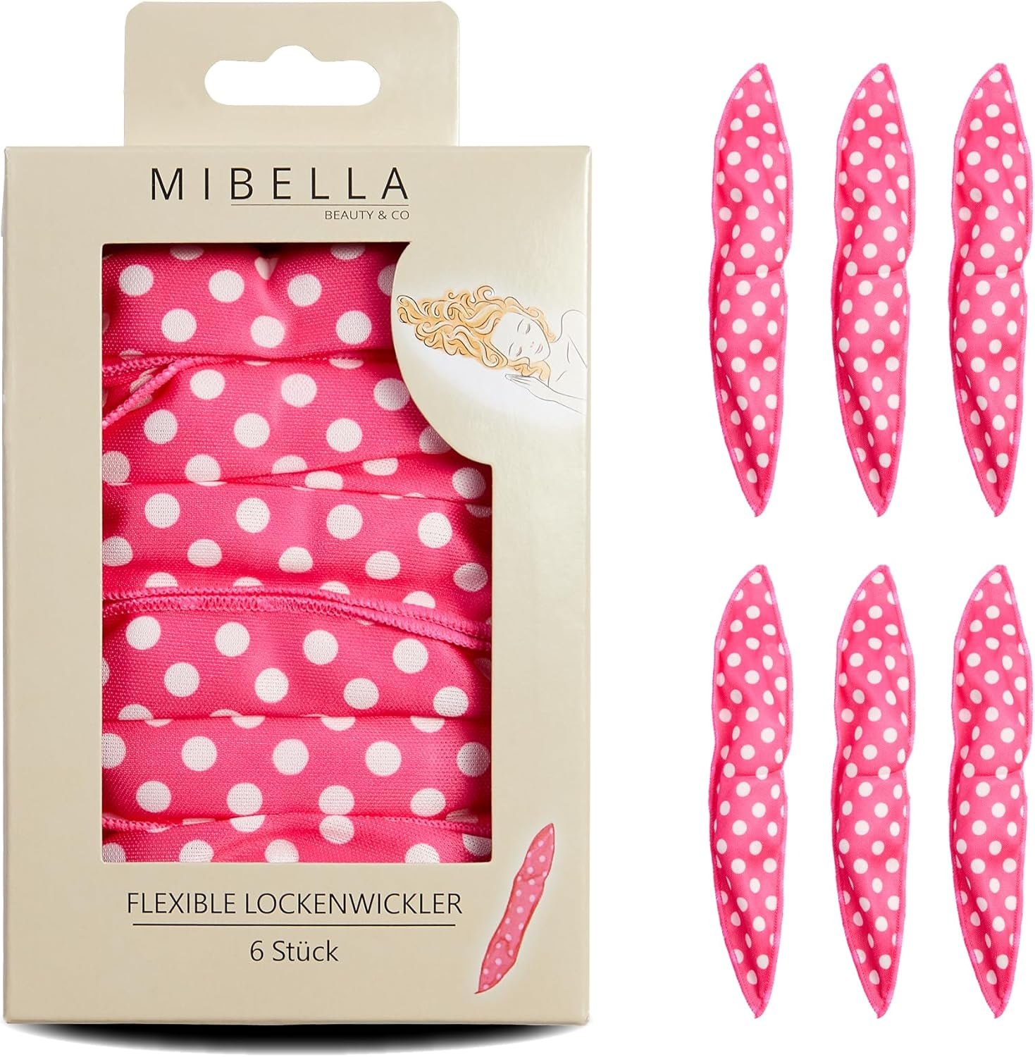 MIBELLA BEAUTY & CO Overnight Hair Rollers without Heat Pack of 6 - Heatless Hair Curler for Easy Curls without Heat during Sleep - Easy to Use, Gentle on Hair image number 2