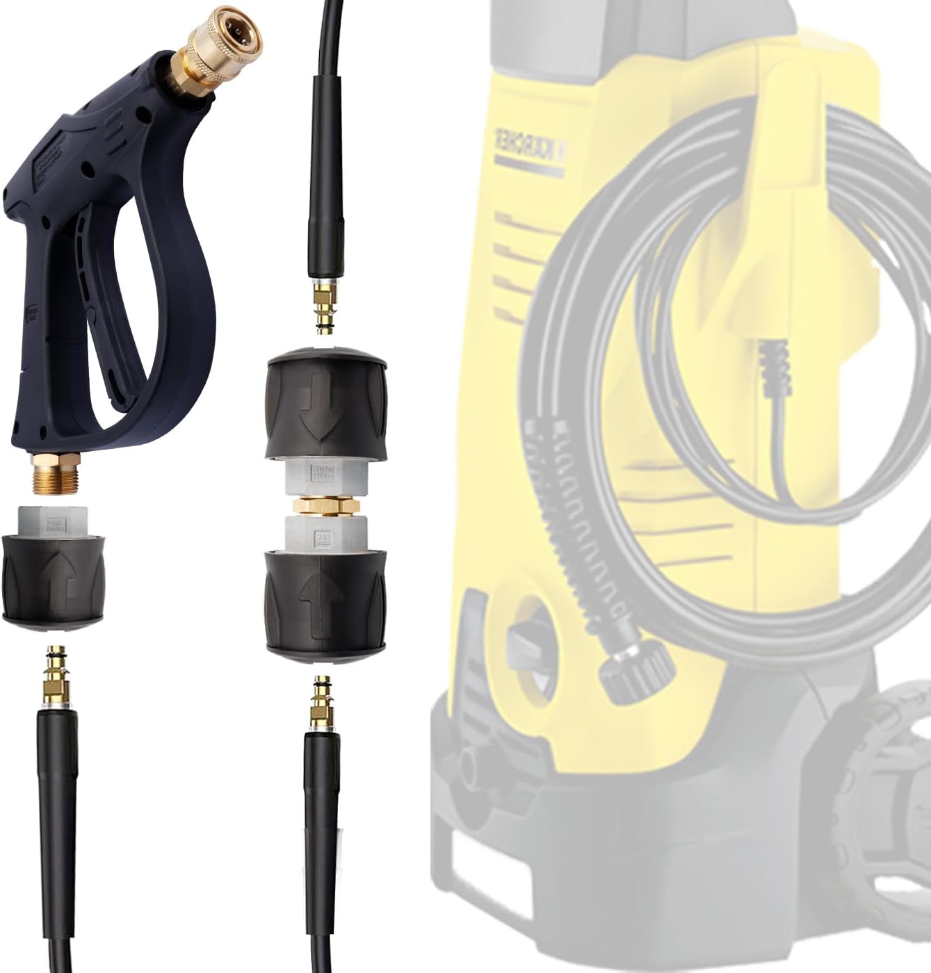 High Pressure Quick-Fitting Replacement for Gun and Power Washer, Quick Coupling Hoses Pressure Washer Hose Connector Adapter for Karcher, M22 14Mm Female Fitting