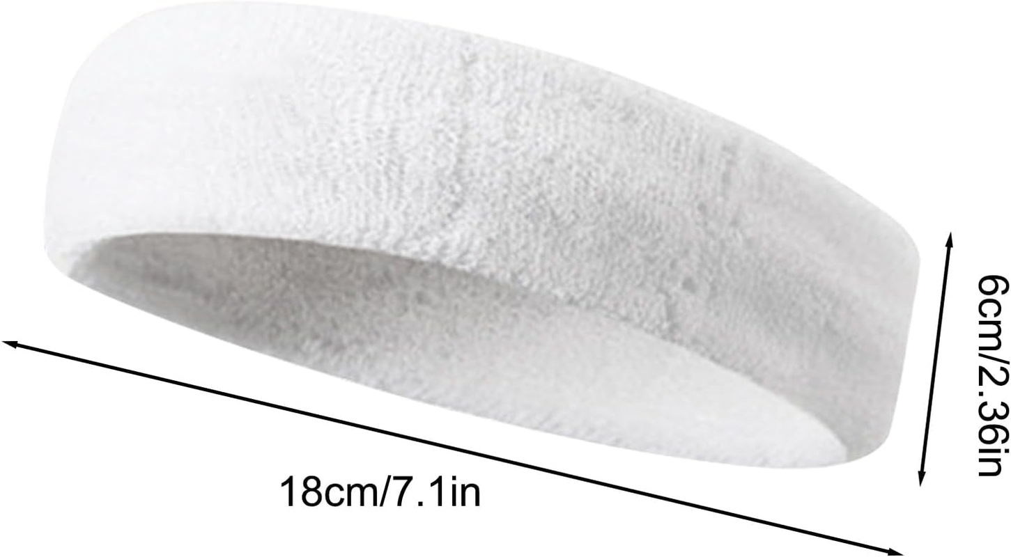 Sports Headband Women Men Sweatbands Head Forehead Terry Cloth Headband Sports Headbands Moisture Wicking Athletic Cotton Terry Sweatband Sweat-Absorbing Headband