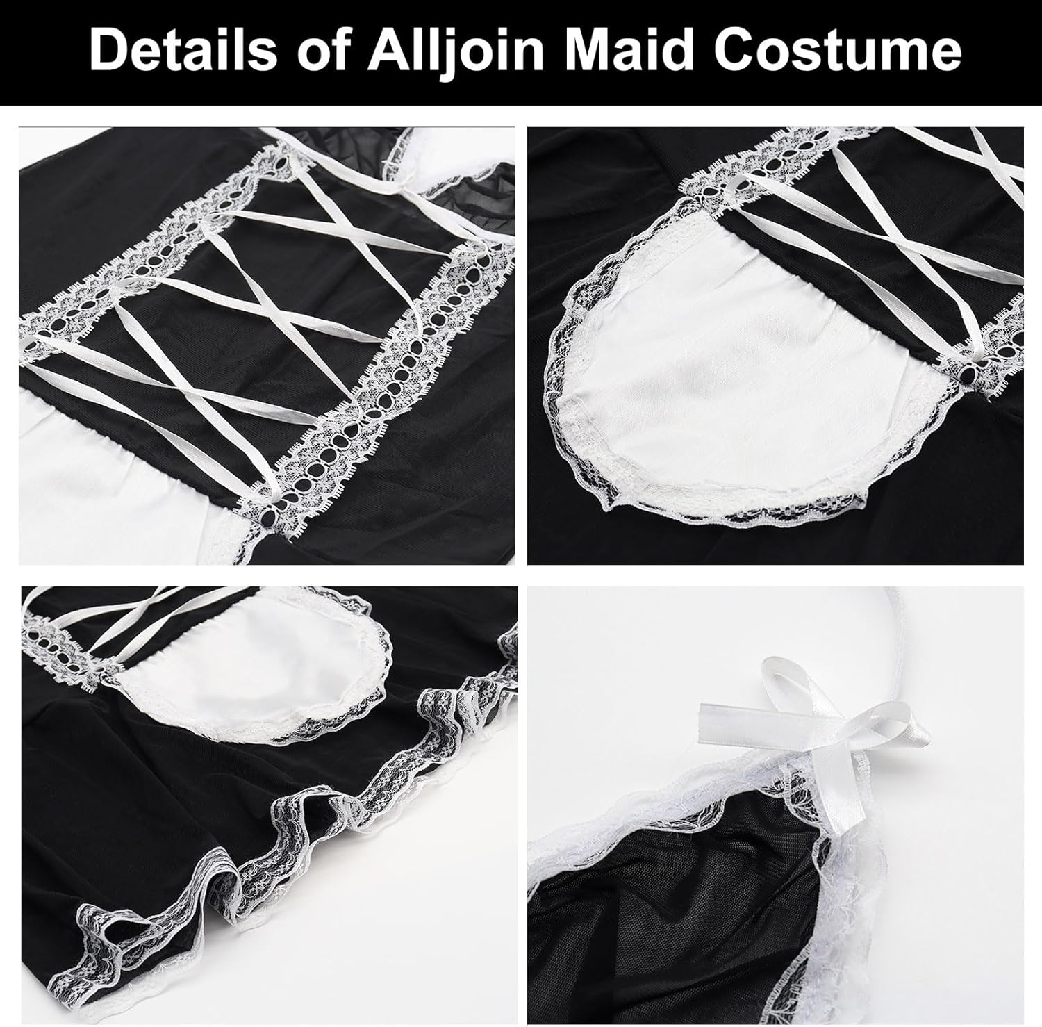 Sexy Lingerie Outfits Frisky French Maid Costume for Women, Black/White image number 4