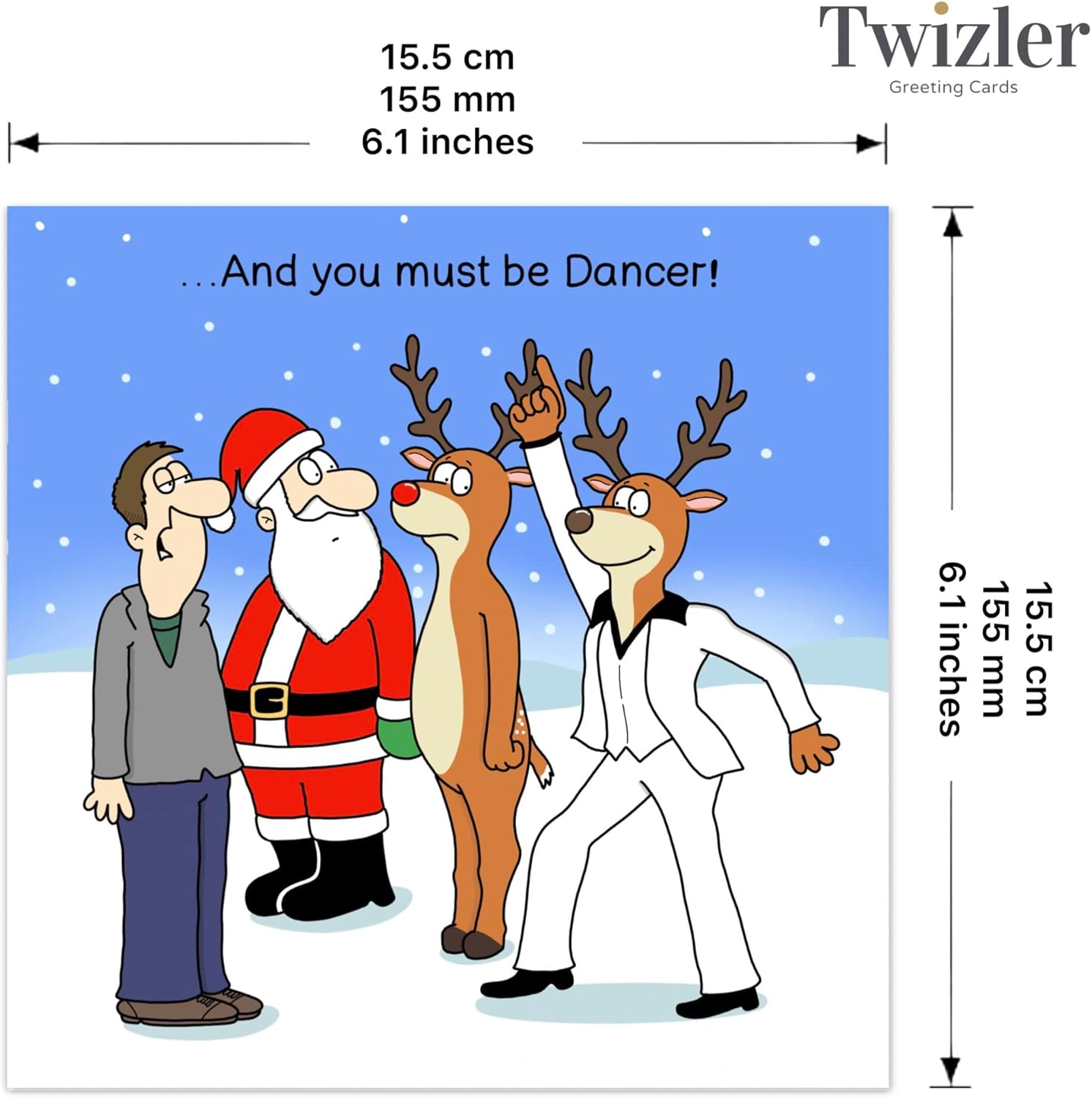 Twizler Funny Christmas Card Reindeer Dancer - Merry Christmas Card Funny - Xmas Card - Mens Christmas Card for Him Male Husband Son Dad - Womens Christmas Card for Her Female Wife Daughter Mum image number 6