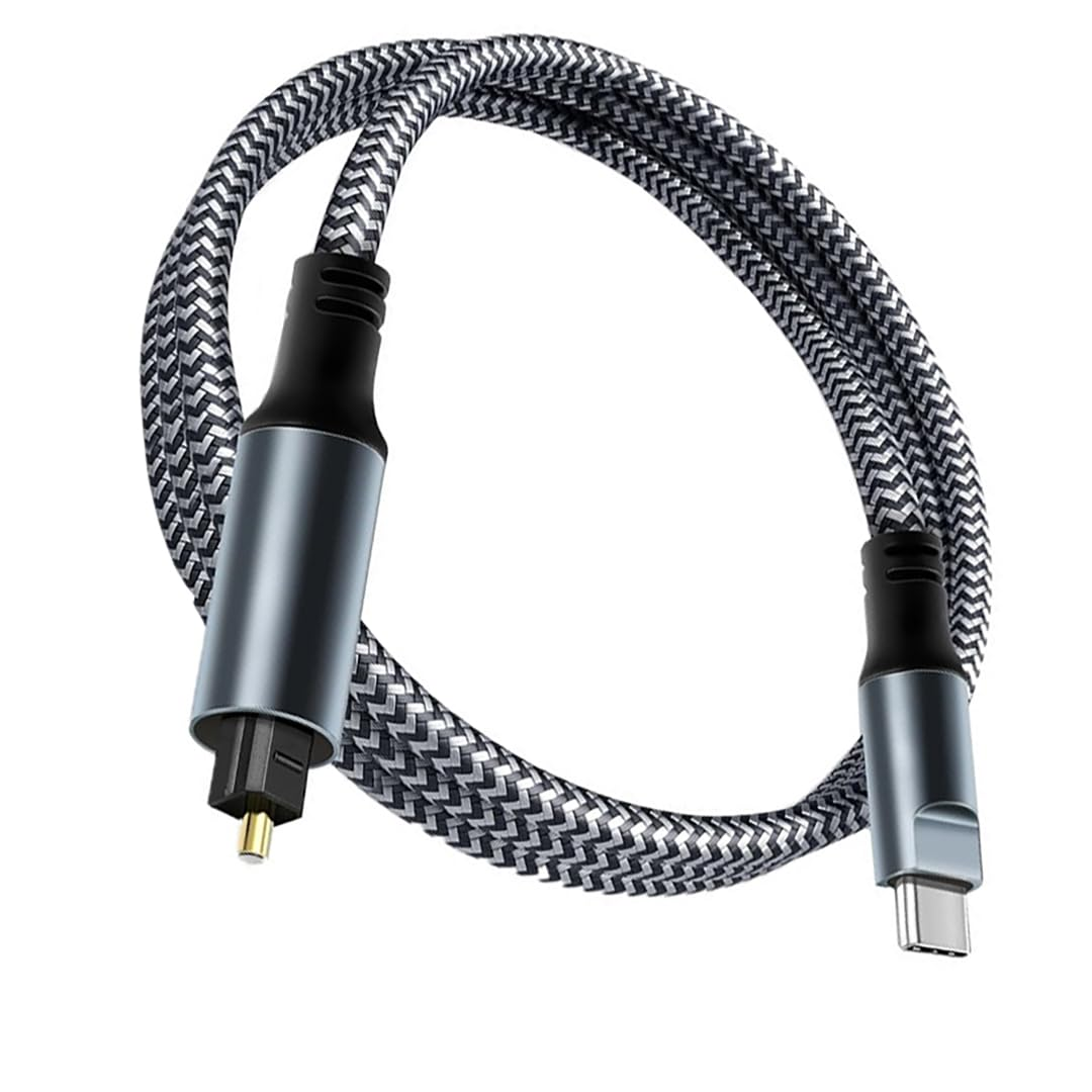 Hexchuang USB C to Toslink Optical Audio Cable Braided USBC Male to SPDIF Port Male Fiber Optic Adapter Connector for Tv/Soundbar, Ps5,Speakers & Home Theater Systems (1.8M) image number 4