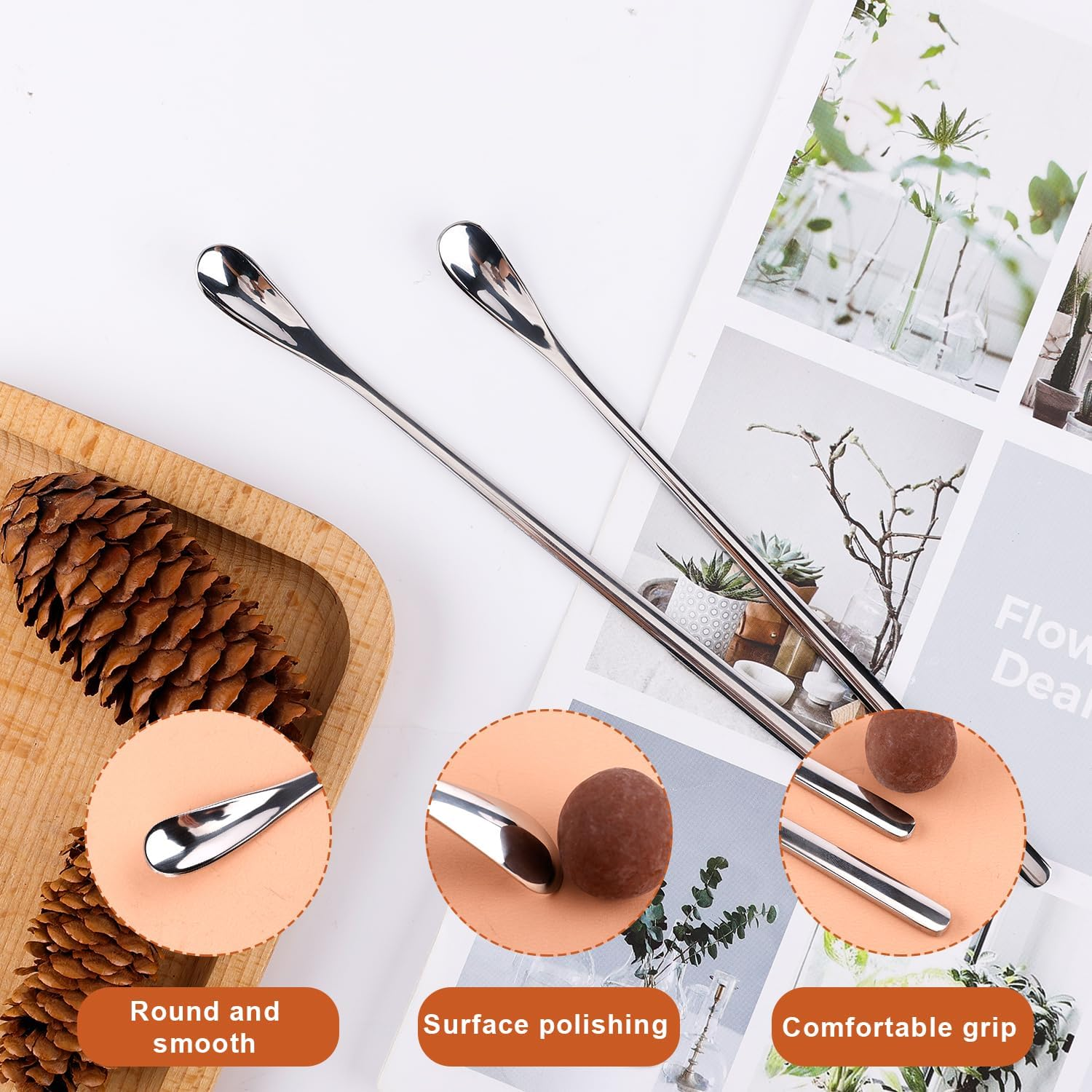 2Pcs Reptile Food Spoons, Reptile Feeding Spoon Long Handle Fruit Mixing Stirring Food Scoop Pet Feeding Tool Fit for Crested Gecko Lizard Gargoyle Bearded Dragon and Other Small Animals image number 4