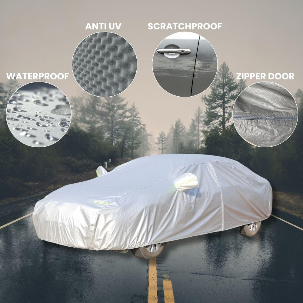 Outback GT Silvershield Outdoor Car Cover for Holden Commodore 1997-2006 (VT VX VY VZ) L - Zipper Door & Elastic Hem - UV Protection - Universal Fit - Water, Dust & Scratch Proof - Grey image number 4