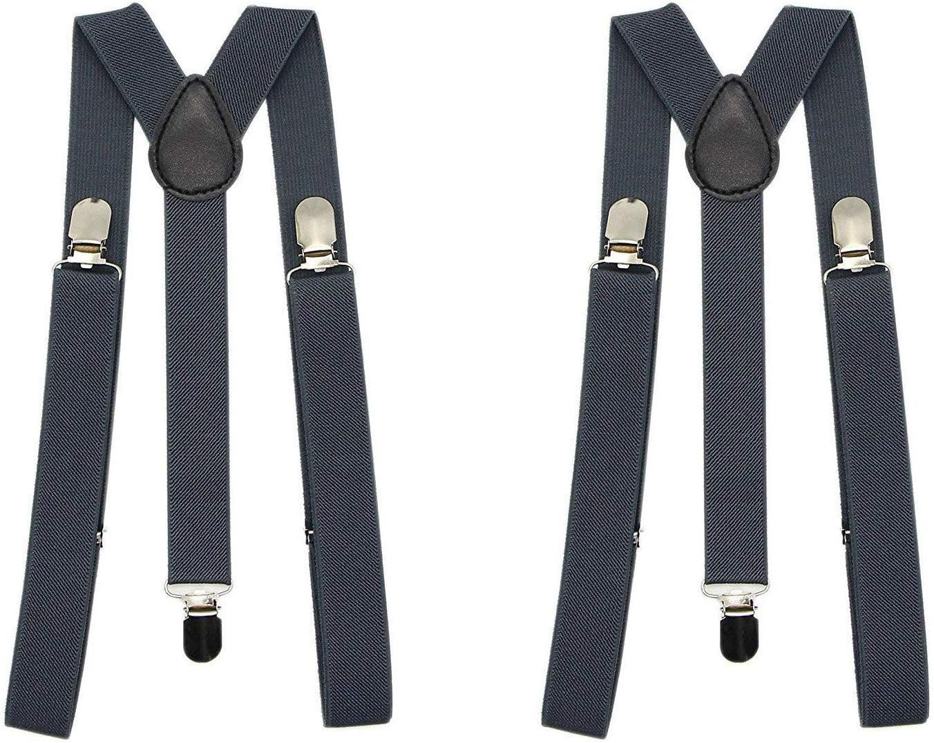 Mens Suspenders 1" Inch Elastic Adjustable Y-Back Clip-On Suspender - Black - Suspender  Bow Tie Set image number 7