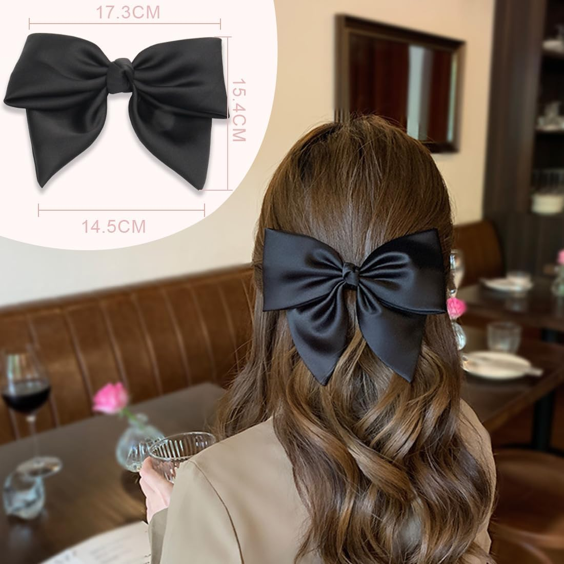 LAKJUOZ Hair Bow Hair Pack of 2 Women'S Hair Clips with Bow Hair Clips Made of French Fabric for Women Hair Clips with Bow Elegant Satin Hair Accessories for Girls image number 4