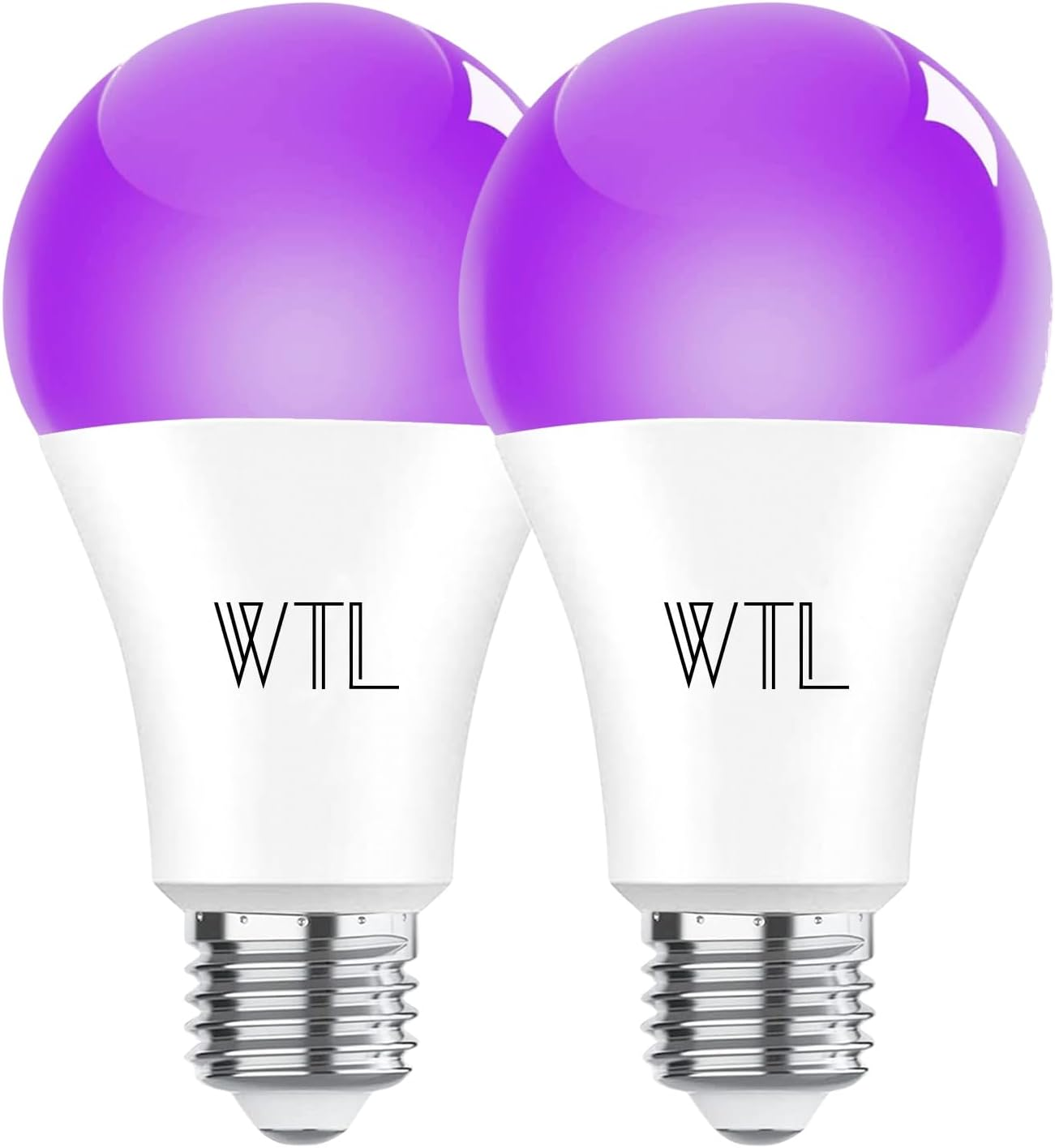 WTL UV Light Bulbs, A60 9W E27 Black Light Bulb (Equivalent 60Watt) 380-400Nm Wavelength, UV Black Light Bulbs Glow in the Dark for Home Party Halloween Stage DJ Disco Lighting (2 Pack)