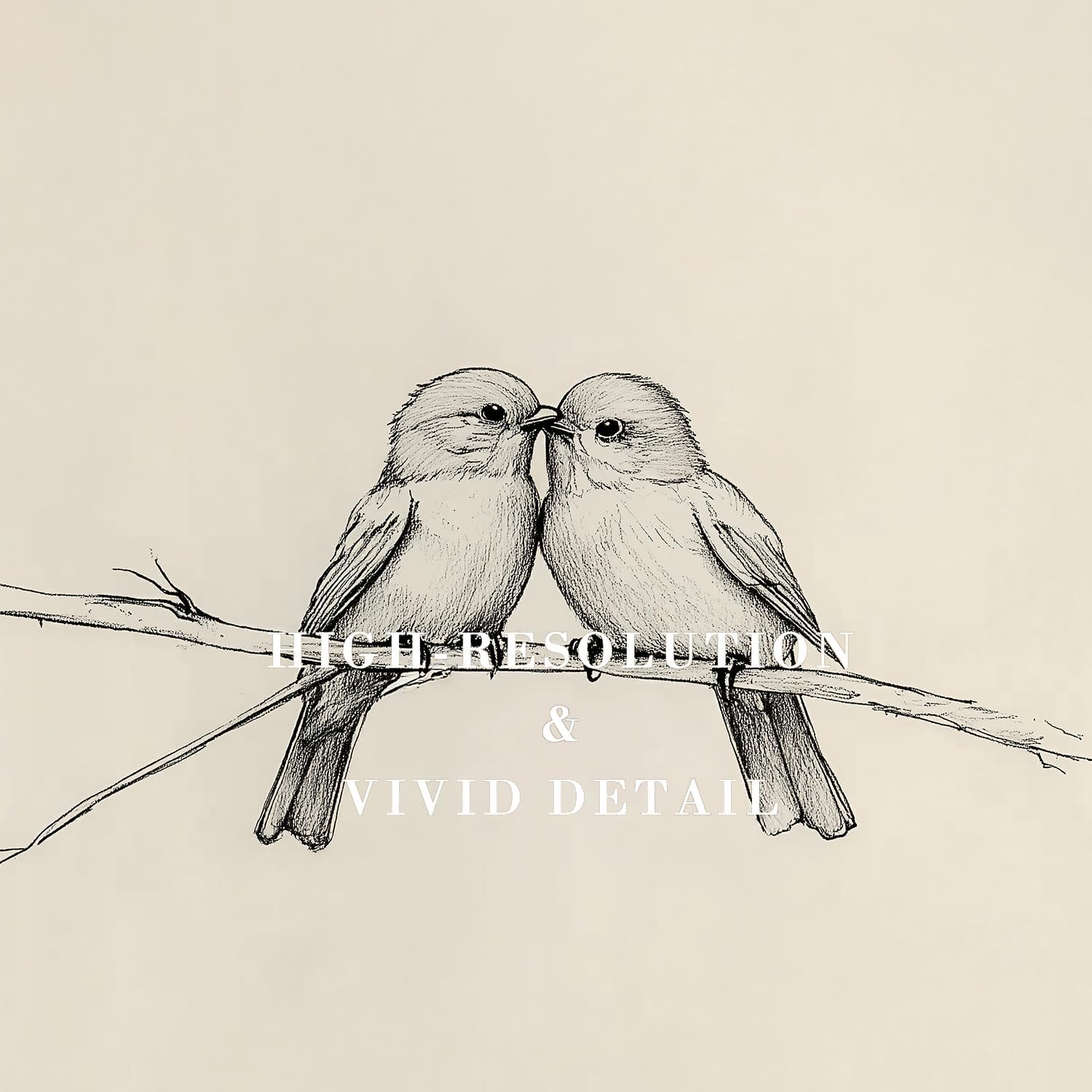 Kizbok Neutral Bird Wall Art Prints, Vintage Birds in Love on a Branch Canvas Painting Prints for Wall Decor, Bedroom Wall Decor Bird Sketch Drawing Art Pictures for Farmhouse Decor, Rustic Vintage image number 6