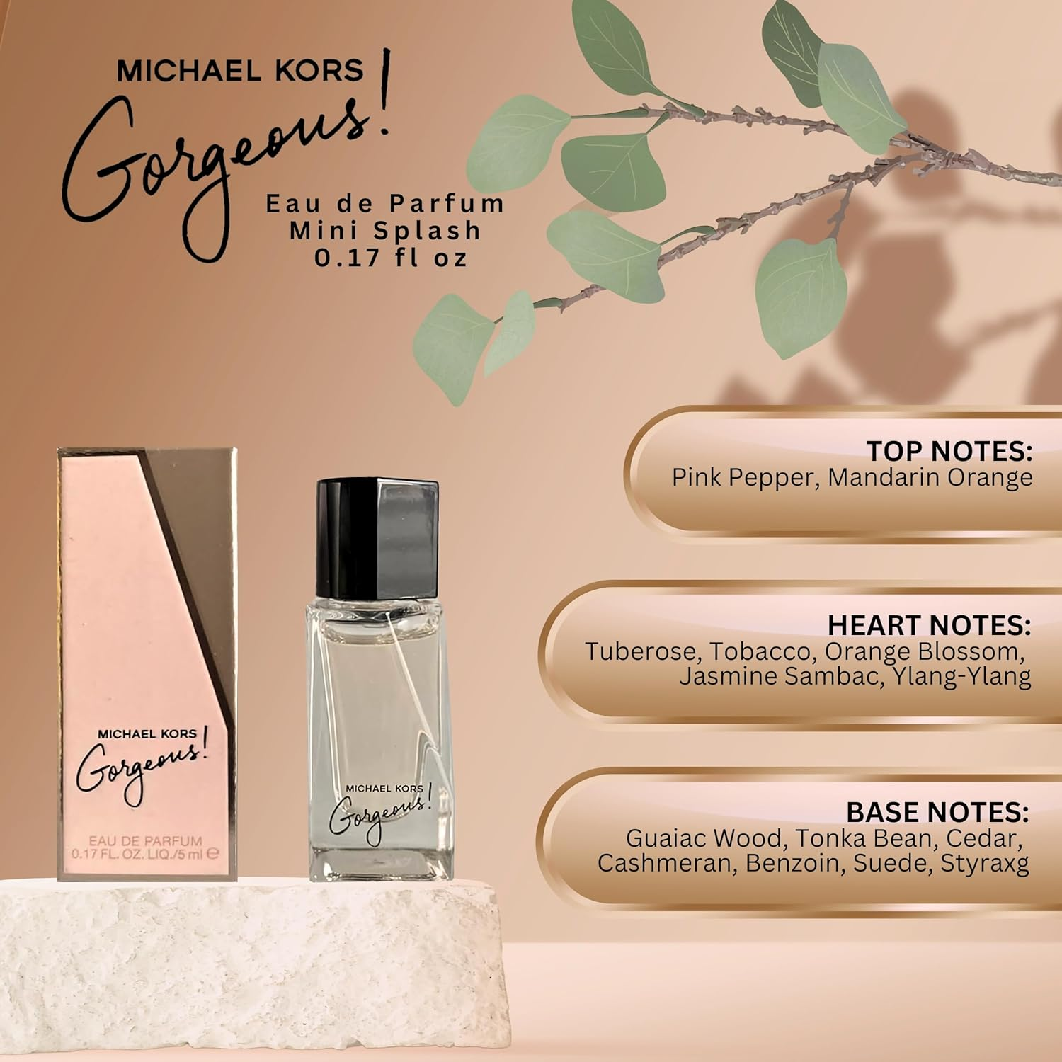 Michael Kors Gorgeous Perfume for Women Mini Splash EDP 0.17 Fl Oz image number 1