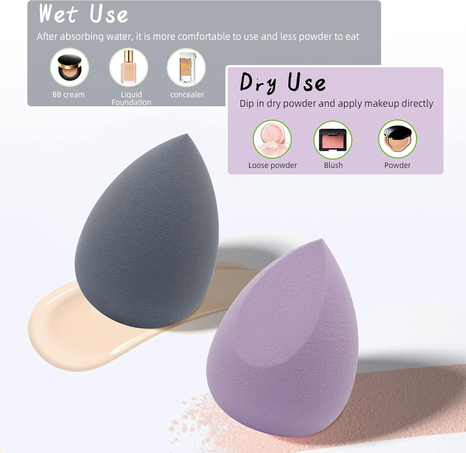 COSTICA Makeup Sponge, 8 Pcs Beauty Blender for Foundation Blending Sponge, Multi-Colored Makeup Blender with Storage Box, Flawless for Liquid Cream and Powder image number 6