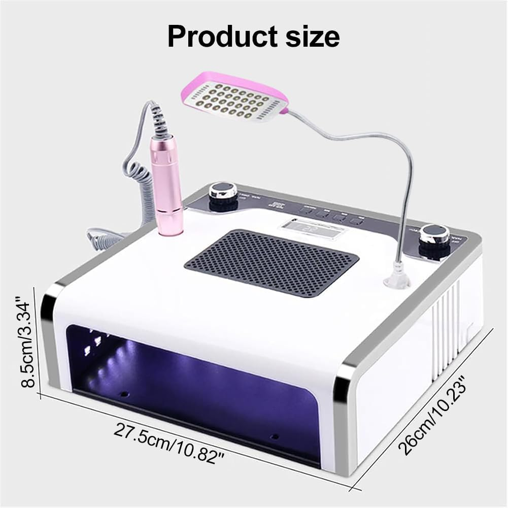 Xoxomeg 4 in 1 Nail Dust Collector, Nail Dryer Vacuum Cleaner with LED Lamp, 35000Rpm/Min, Adjustable Turning Direction, Electric Nail Drill Machine, for Salon & Home image number 5