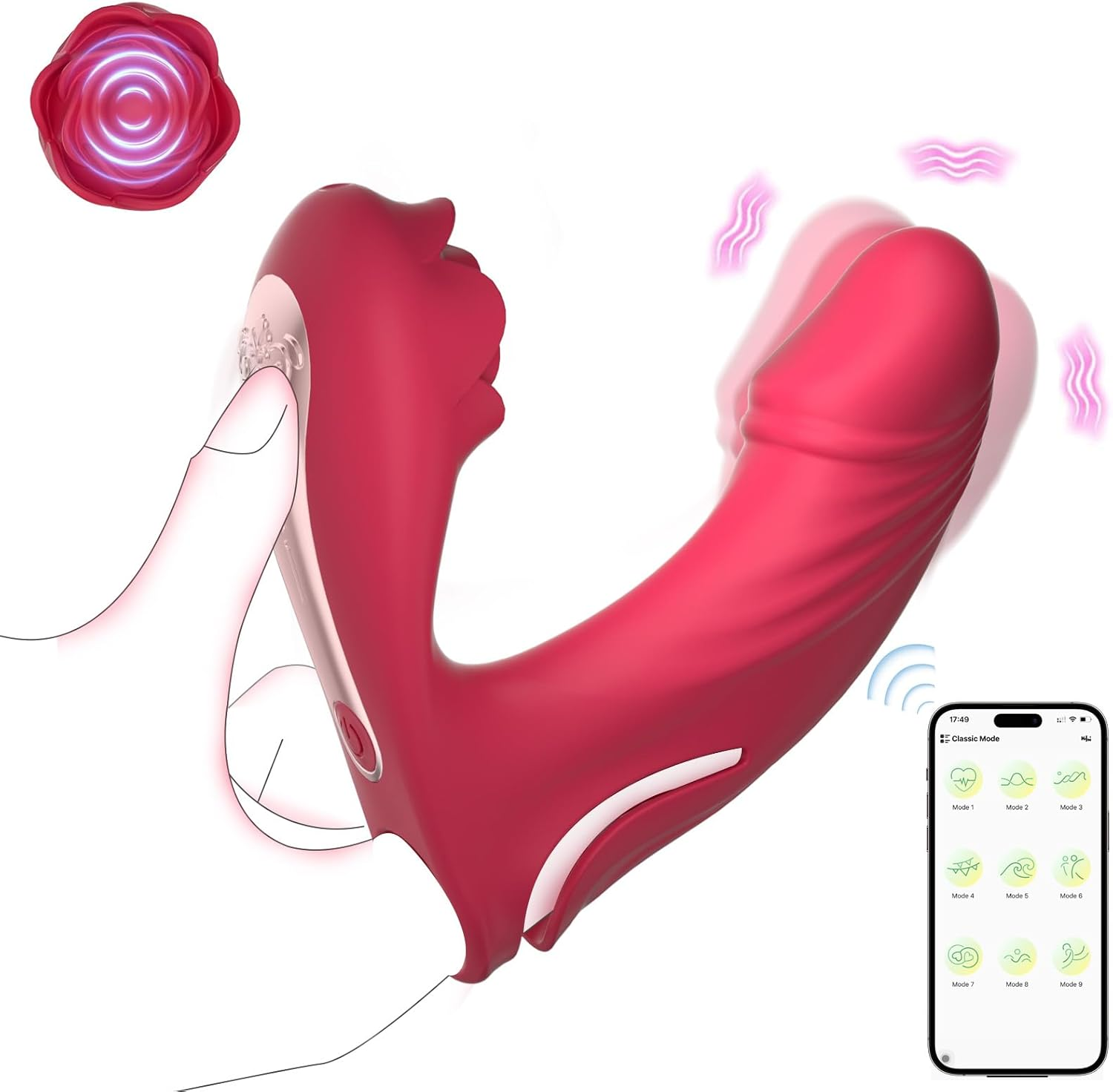Finger Vibrator Adult Sex Toys for Women, Adult Toys with 9 Vibrations + 9 Flapping & Heating Function Clitoral G-Spot Nipple Vibrators, Sexual Pleasure Tools for Women Mini Vibrator Couples Sex Toys image number 5