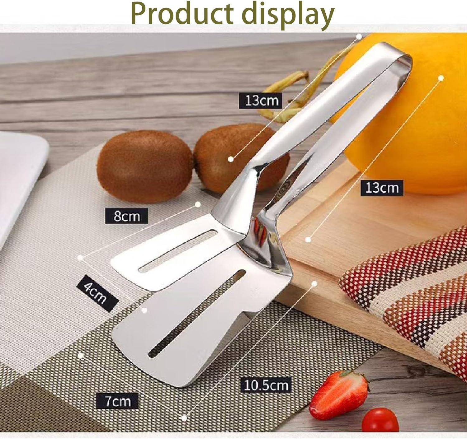 304 Stainless Steel Double Sided Steak Clamp, Cooking Clamp, Flip Scraper Clamp, Suitable for Steak, Bread, Burger, Barbecue, Pizza, Steak Tongs, Barbecue Tongs