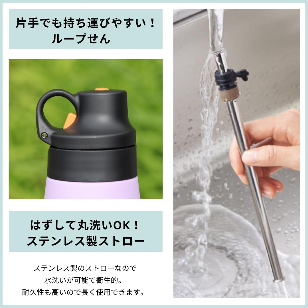 Tiger MCS-A35NWT Water Bottle, 11.8 Fl Oz (350 Ml), Stainless Steel Straw, Mug Bottle, Stainless Steel Bottle, Vacuum Insulated Bottle, Cold Insulation, for Home Use, Tumbler, Snowdrop (White) image number 4