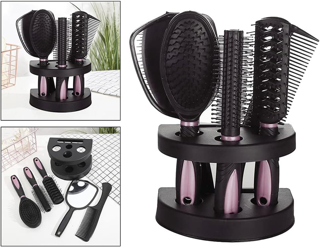 AKOAK 1 Pack Comb Display Rack Circular Plastic Hair Brush Storage Frame Professional Salon Hair Perm and Hair Dye Storage Tool Accessories (Black) image number 1