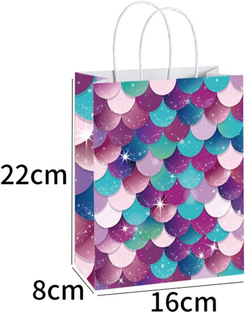 Dnvkict 24 Pack Mermaid Goodie Bags with Handles Candy Bags Mermaid Theme Party Bags Party Favor Treat Bags for Decorations (Fish Scale) image number 5