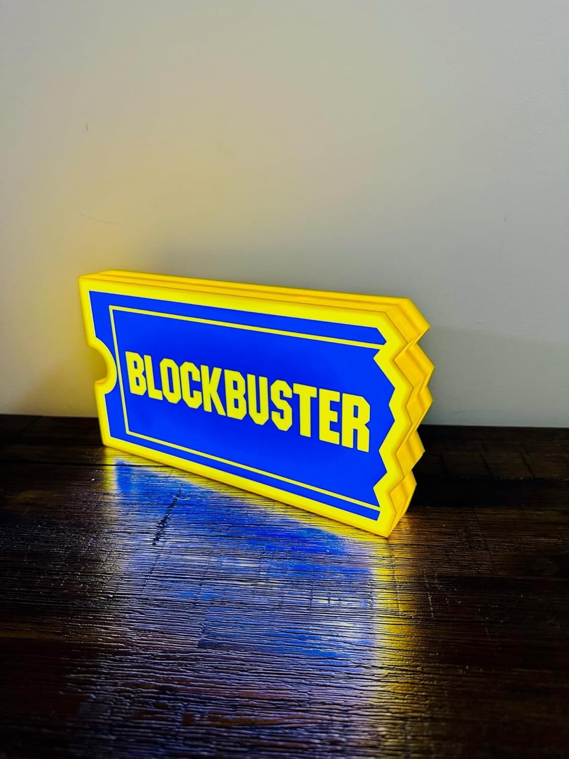 Blockbuster Illuminated LED Sign, Usb-Powered Night Light, Blue and Yellow Wall Art image number 1