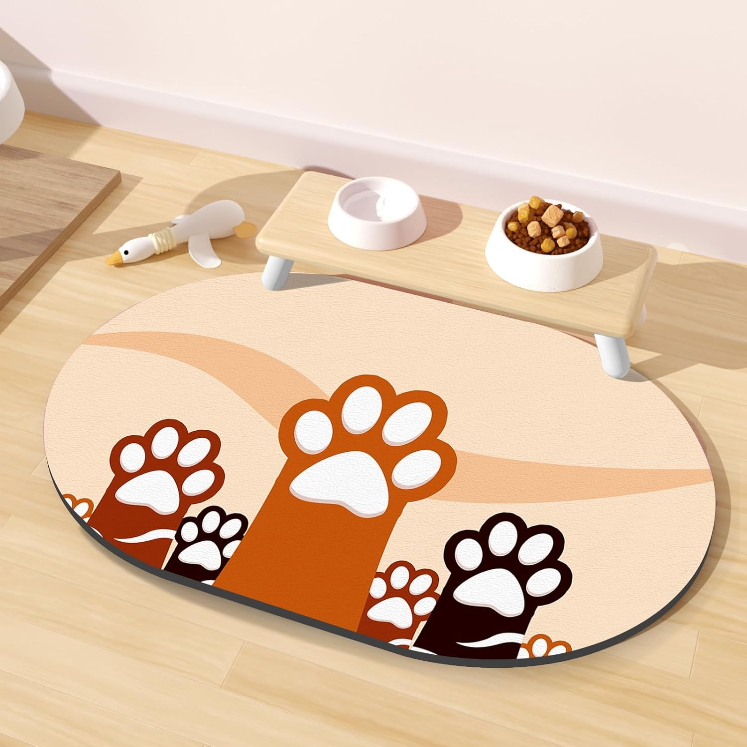 METEOROCK Absorbent Dog Food Mat, 51X30.5Cm Non Slip Cat Feeding Mat, Anti-Scratch Cat & Dog Bowl Mats for Floor, Easy Clean Pet Food Mats for Dogs and Cats, Fit with Kitchen, Living Room, Garden