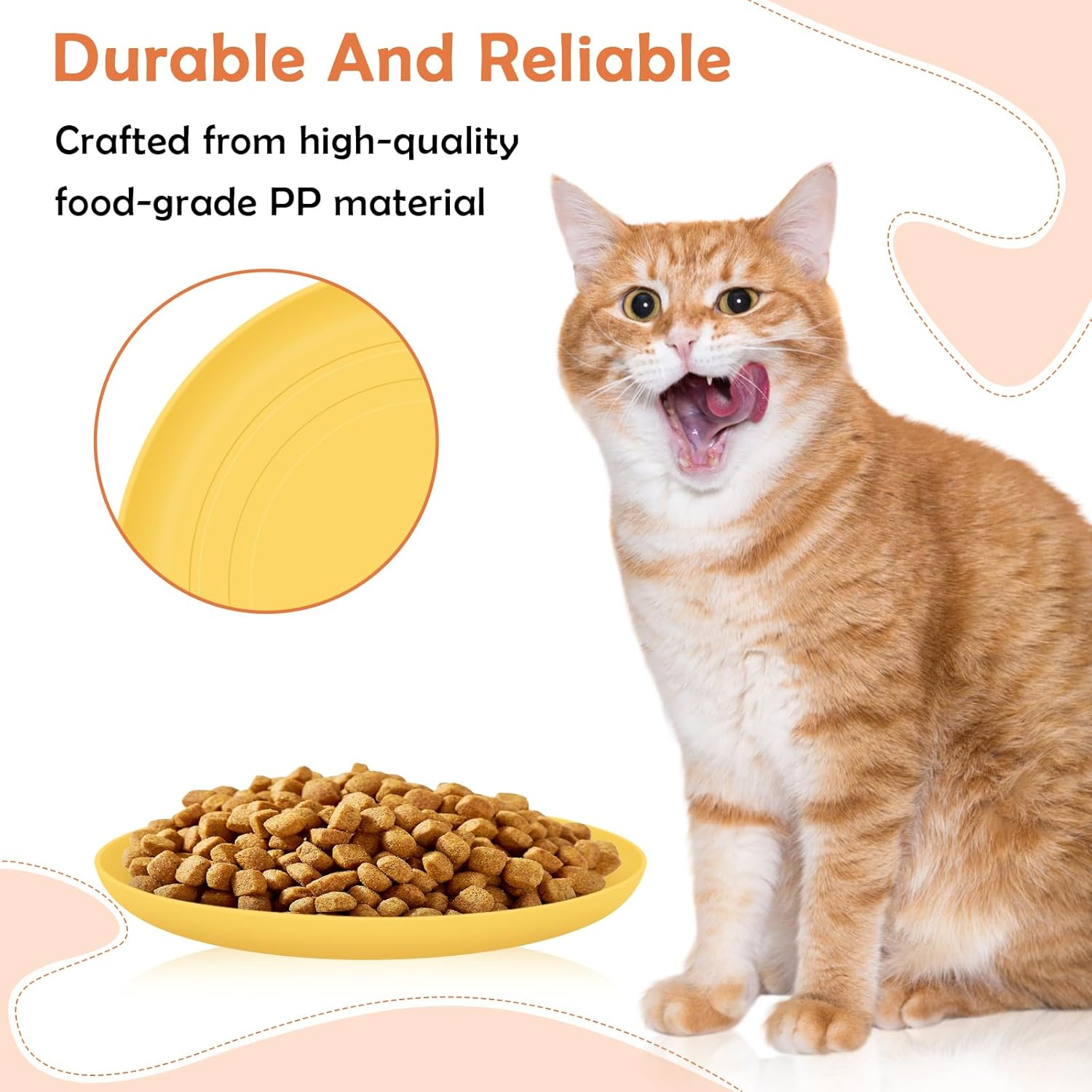10 PCS Shallow Cat Food Dish, round Cat Plates for Wet Food in 4 Colours, Whisker Fatigue Free Cat Dishes for Kittens and Short Legged Cats, Colored Flat Cat Bowl in Plastic for Dry Food image number 2