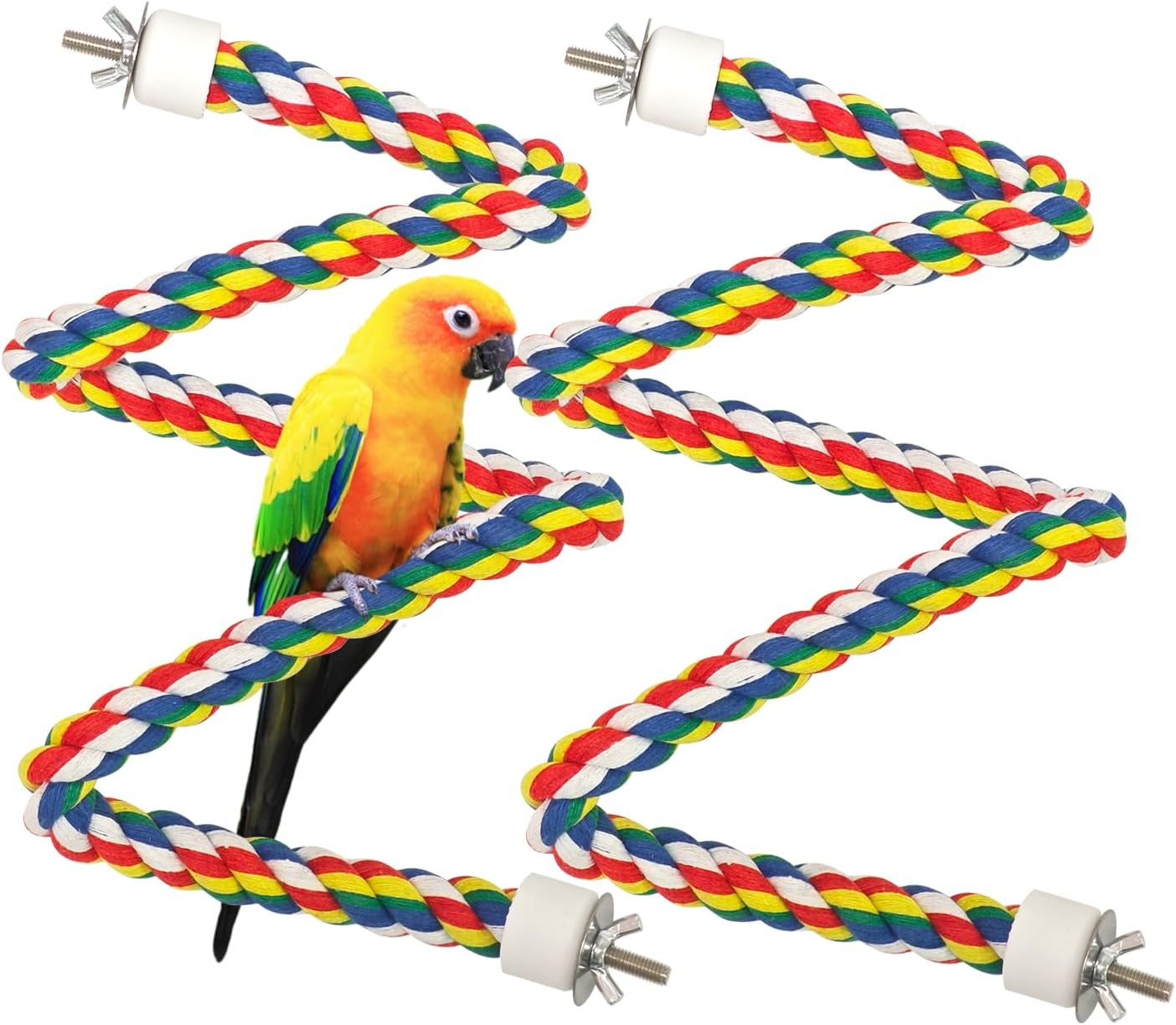 2Pcs Pet Bird Parrot Colorful Cotton, Spiral Cotton Rope Bird Perch, Bird Parrots Toys, Birdcage Swing Toys for Parrot/Parakeet/Cockatiel Bungee Toys 80Cm image number 3