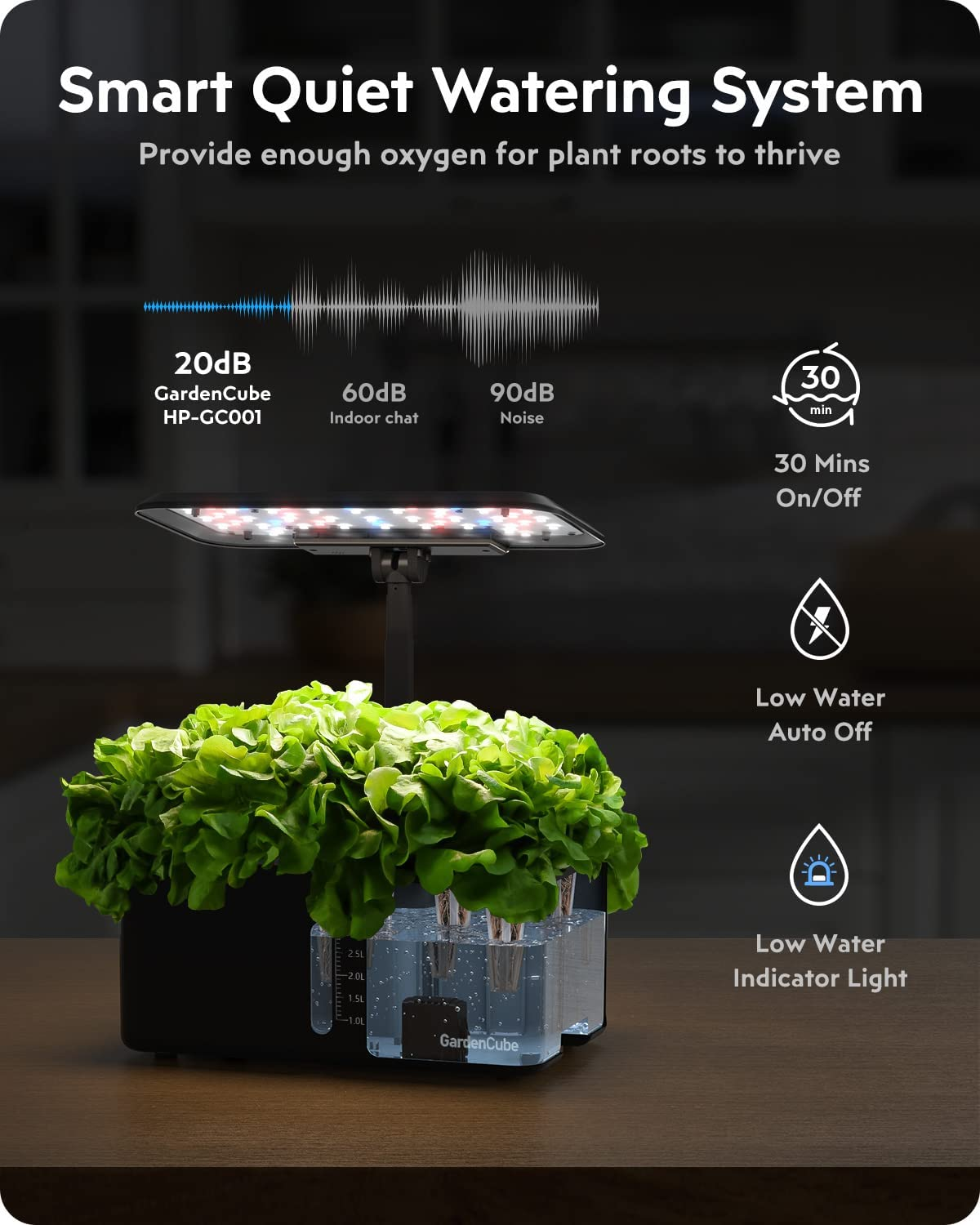 Hydroponics Growing System Indoor Garden: Herb Garden Kit Indoor with LED Grow Light Quiet Smart Water Pump Automatic Timer Healthy Fresh Herbs Vegetables - Hydroponic Planter for Home Kitchen Office image number 1