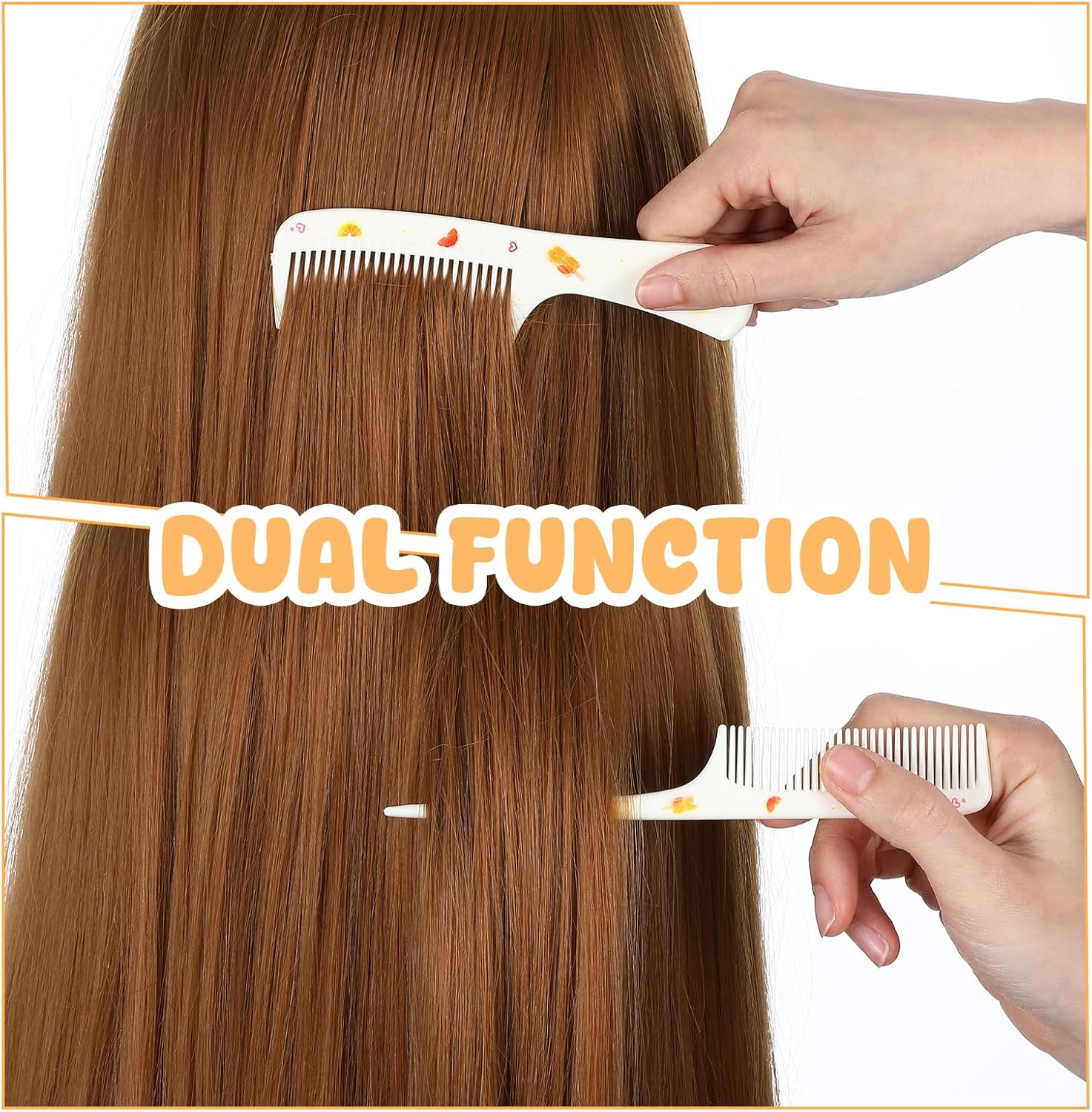 Toddler Comb Set, Small Cute Fine Tooth Comb & Rat Tail Comb for Kids Styling, Yellow Mini Hair Comb Plastic Parting Combs, Anti-Static Hairdressing Comb for Baby Girl Wet Dry Hair (2Pcs) image number 2