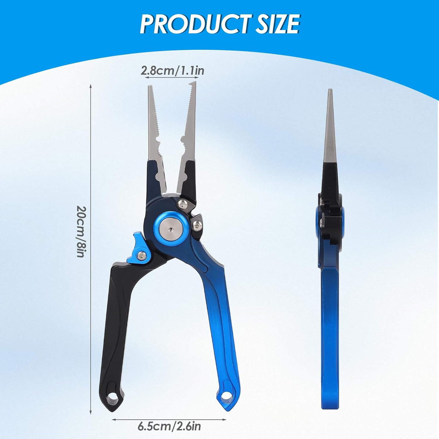 ZEMBSOYA Saltwater Fishing Pliers, Pliers Saltwater Braid with Split Ring, Fish Hook Remover, Saltwater Corrosion Resistant Coated Fishing Tool, Fishing Gear Gifts for Men image number 5