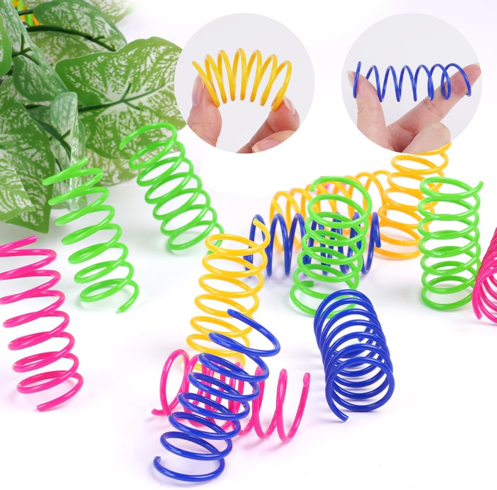 Vsshe Spiral Cat Toy, Pack of 24 Plastic Spiral Springs, Bpa-Free Cat Toy, Spiral Cat Toy, Colourful Novelty Pets Toy, Spring Spiral for Cats image number 1