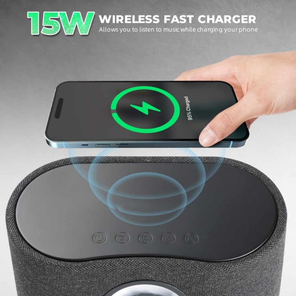 Magnetic Fluid Speaker, Magnetic Fluid Bluetooth Speaker Music Mate, 360&deg; Surround Sound Home Theater Audio System, Dancing Ferrofluid with Music Rhythm for Home Office Desktop Decor Gray - Black image number 4