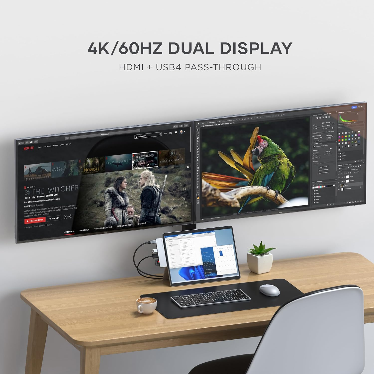 Satechi Dual USB C Hub 6-In-1 for Surface Pro 11/10/9, USB4 Pass-Through 100W with 40 Gbps Data Transfer, 6K@60Hz, HDMI Port 4K@60Hz, USB-C & USB-A 3.2 10 Gbps, Sd/Microsd UHS-I Card Readers image number 5