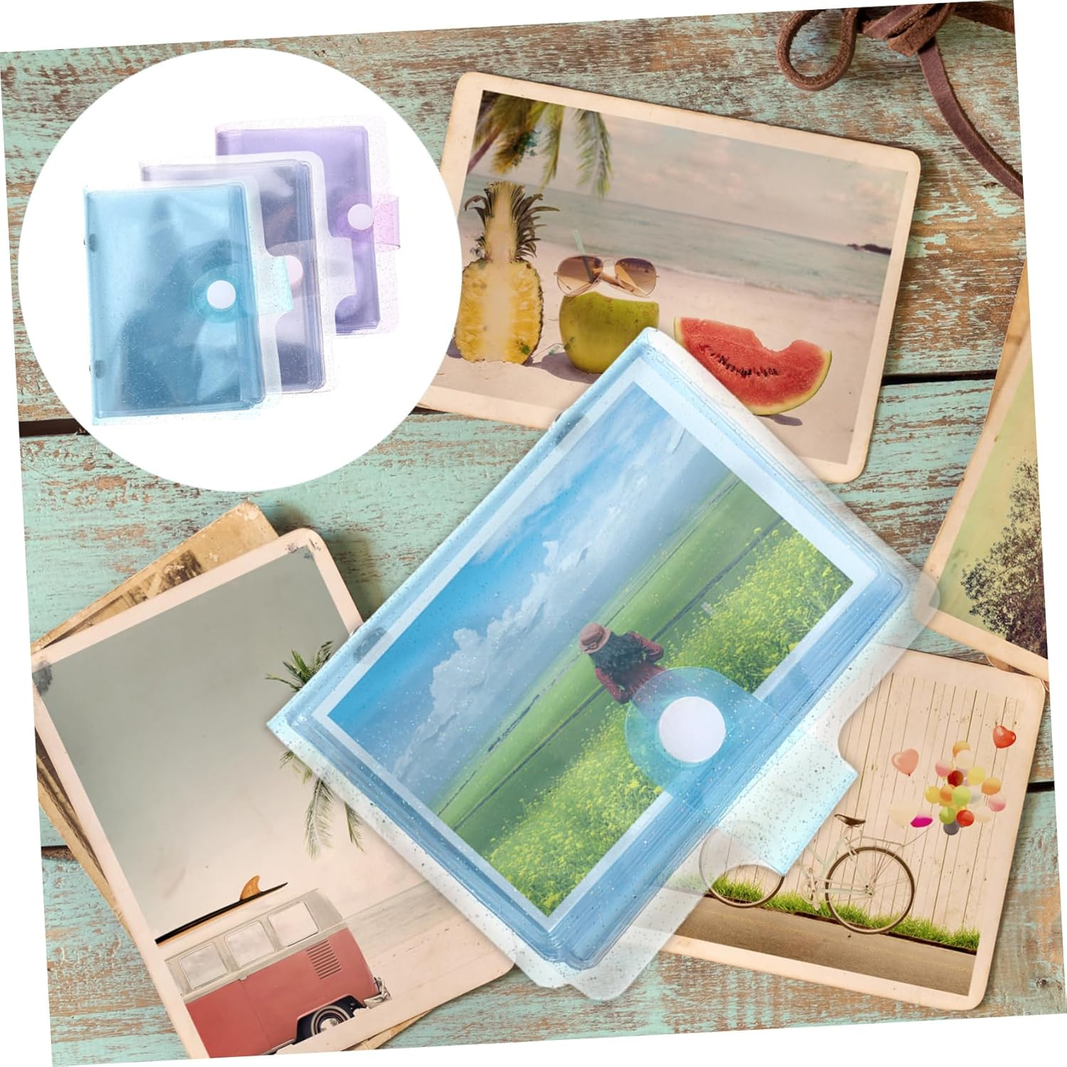 GLEAVI 3Pcs Mini Photo Album Postcard Storage Book for Instant Photos Compact Card Holder Blue Purple Pink for DIY Memories and Travel image number 3