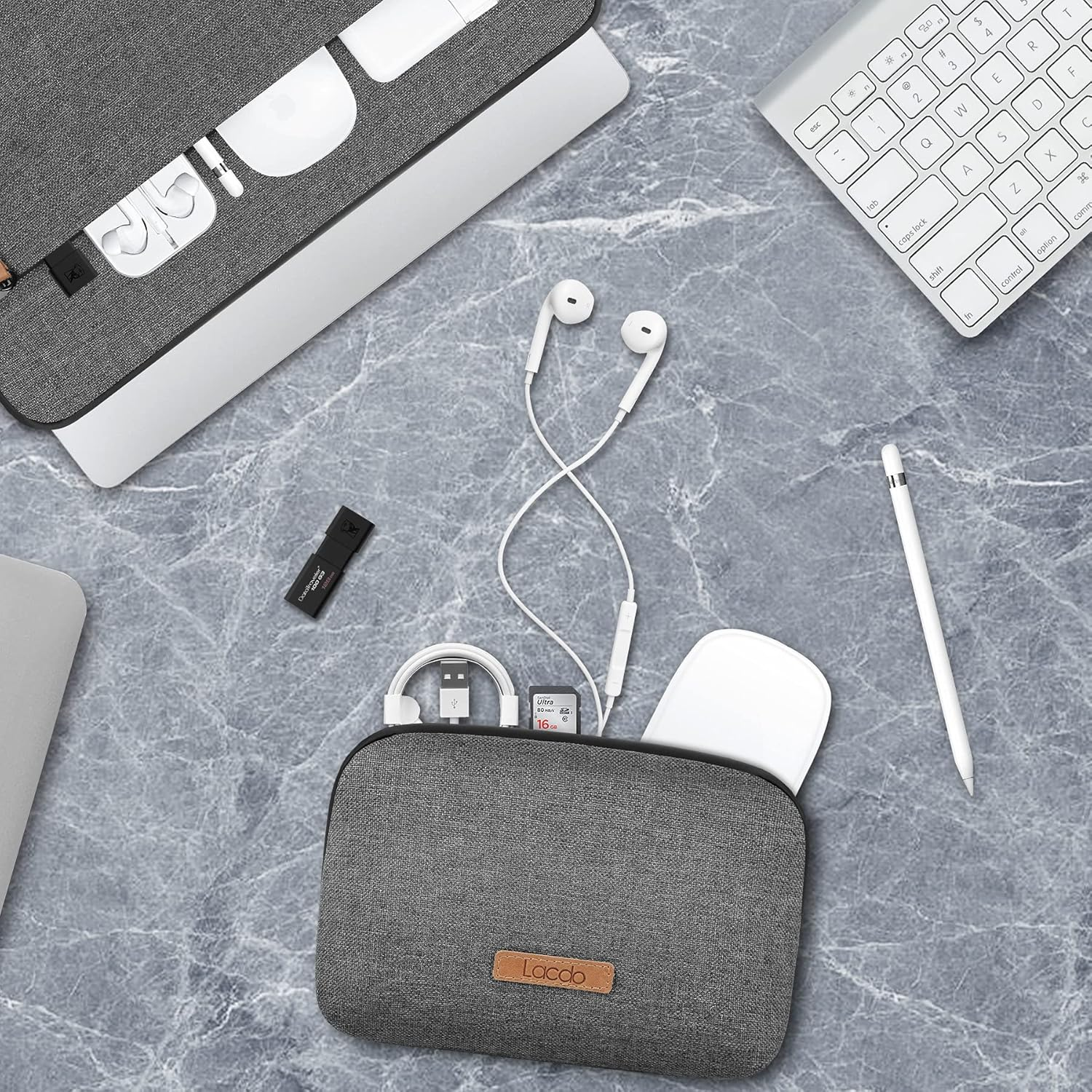 Lacdo 360&deg; Protective Laptop Sleeve Case for 15 Inch Macbook Air M4 A3241 2025, M3 A3114, M2 A2941 2024-2023, 15" Macbook Pro A1990 A1707, Dell XPS 15 plus Computer Bag with Accessory Pouch, Dark Gray image number 7