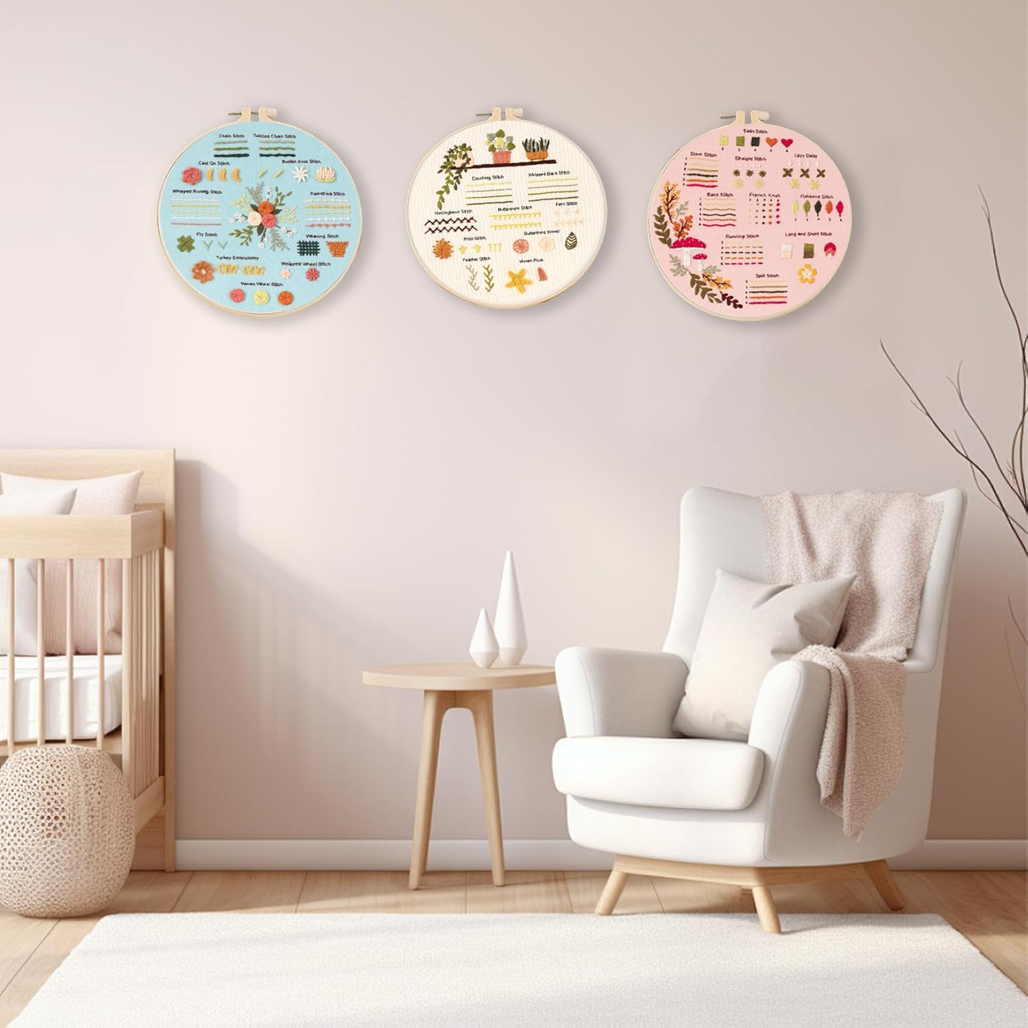 Embroidery Kit for Beginner,3 Sets Stitch Practice Kit, with Hoop and Needle Thread, Flower Cross to Learn 30 Different Adultkids Starter image number 3